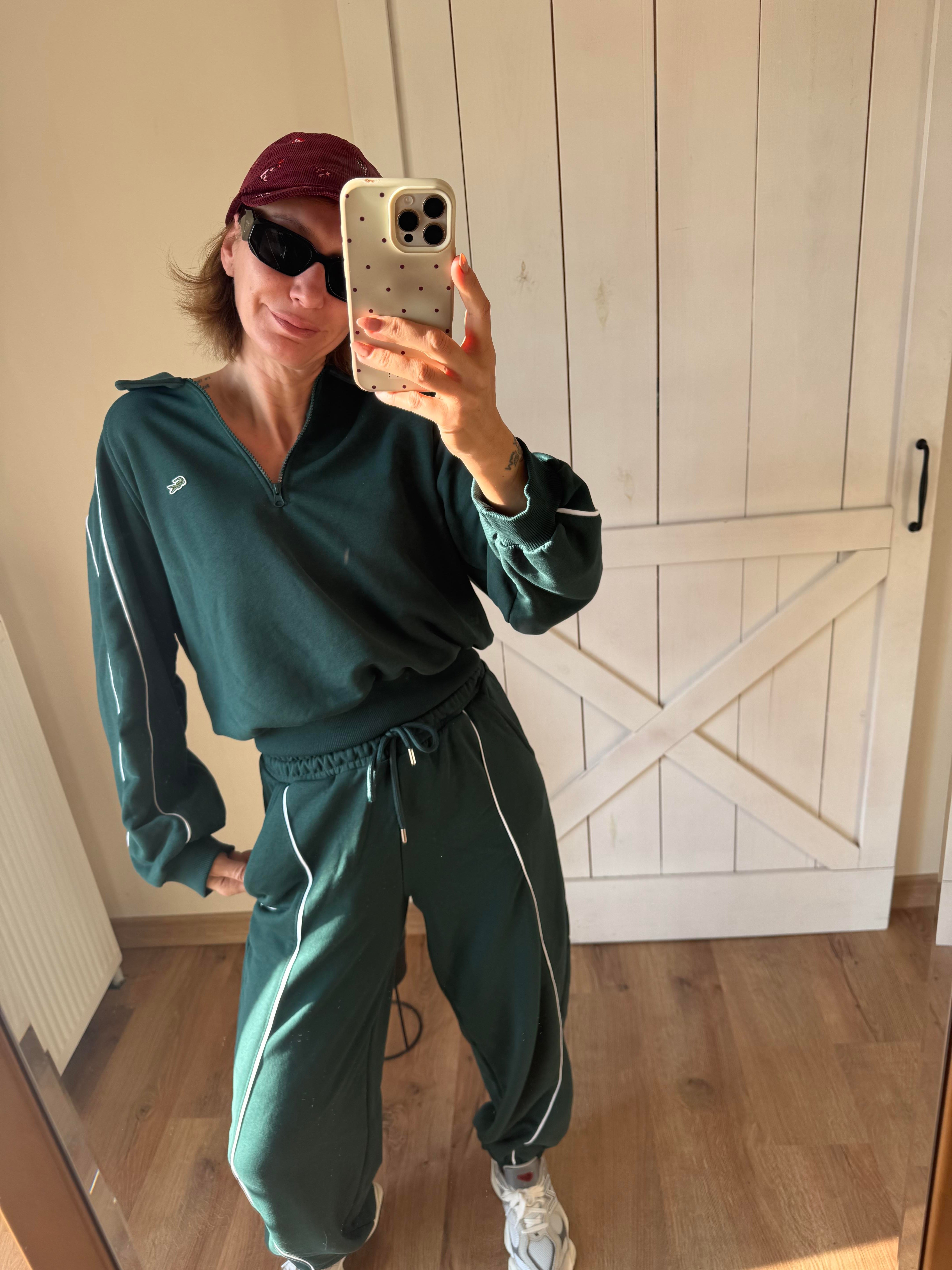 Şeritli Üst Fermuarlı Pantolon Üst Eşofman Takım