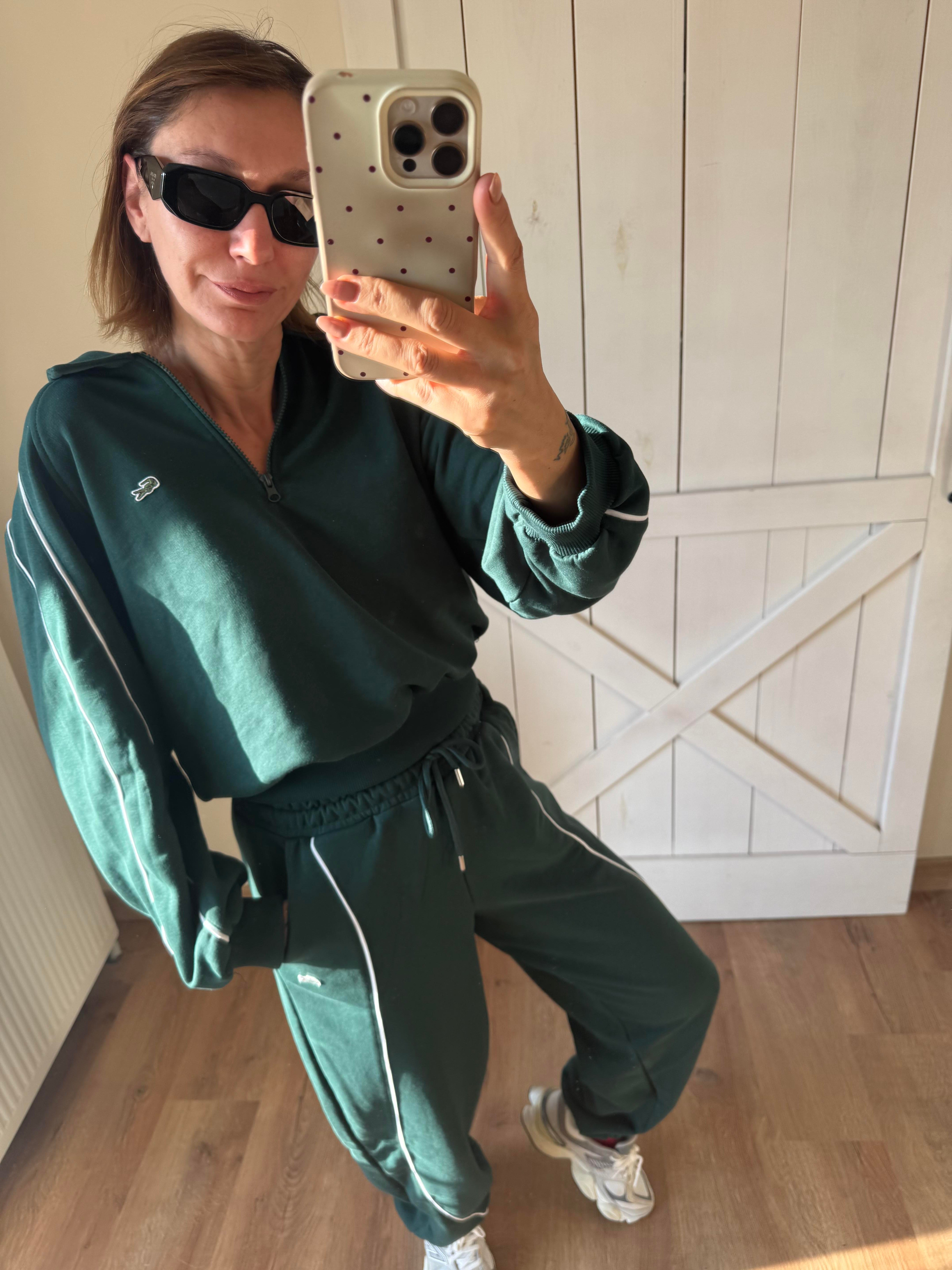 Şeritli Üst Fermuarlı Pantolon Üst Eşofman Takım