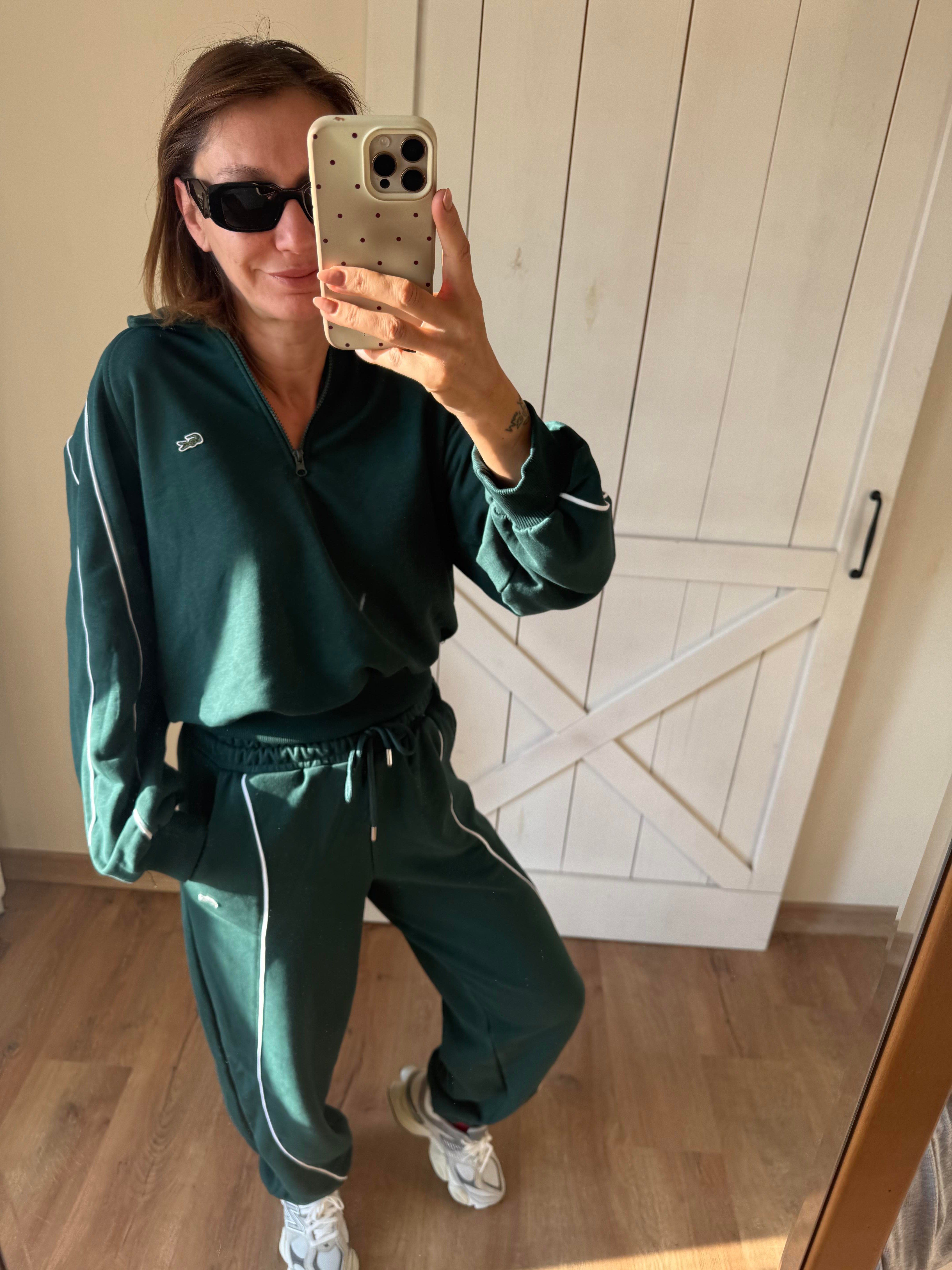 Şeritli Üst Fermuarlı Pantolon Üst Eşofman Takım