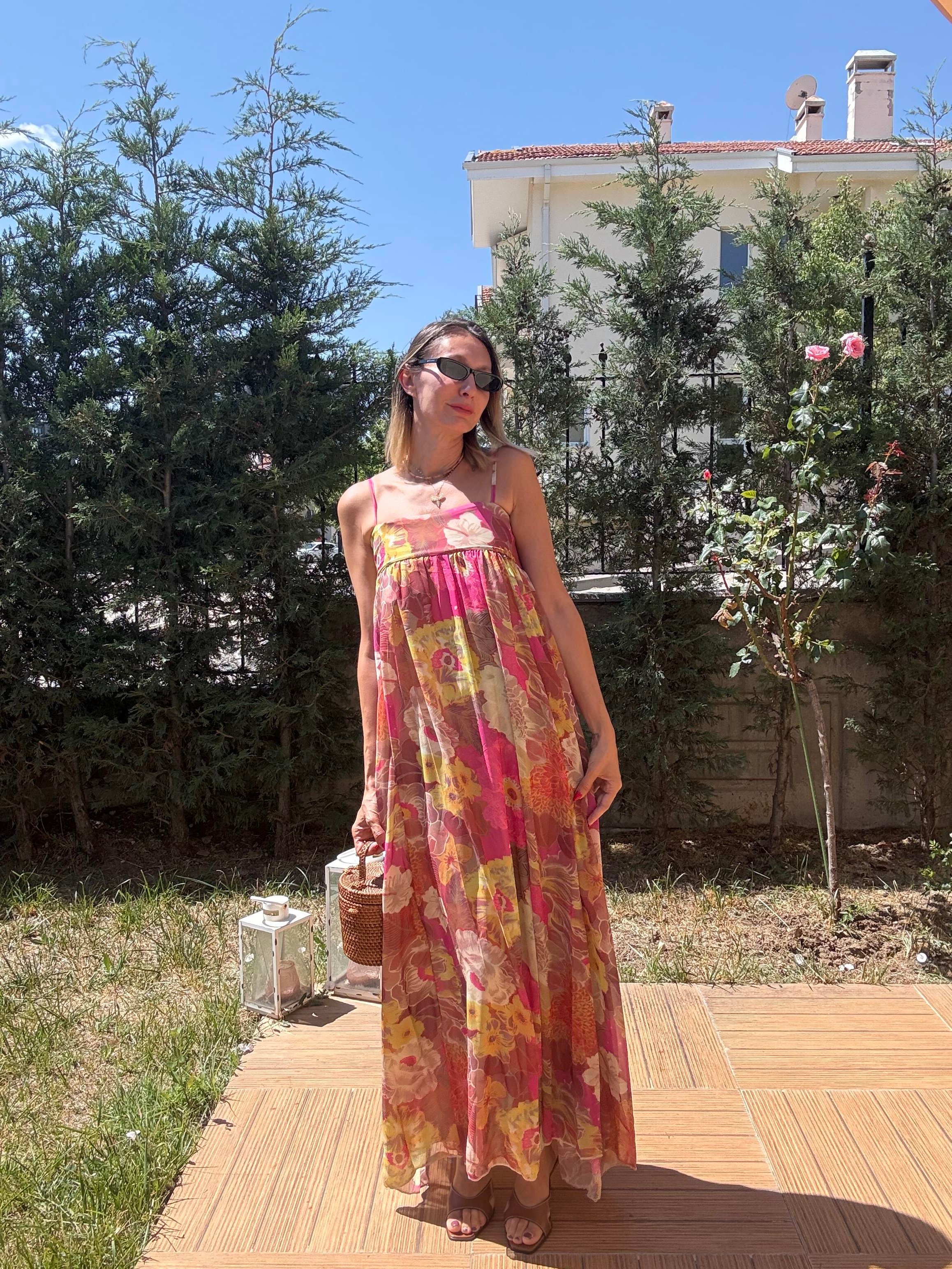 Şifon Desenli Elbise