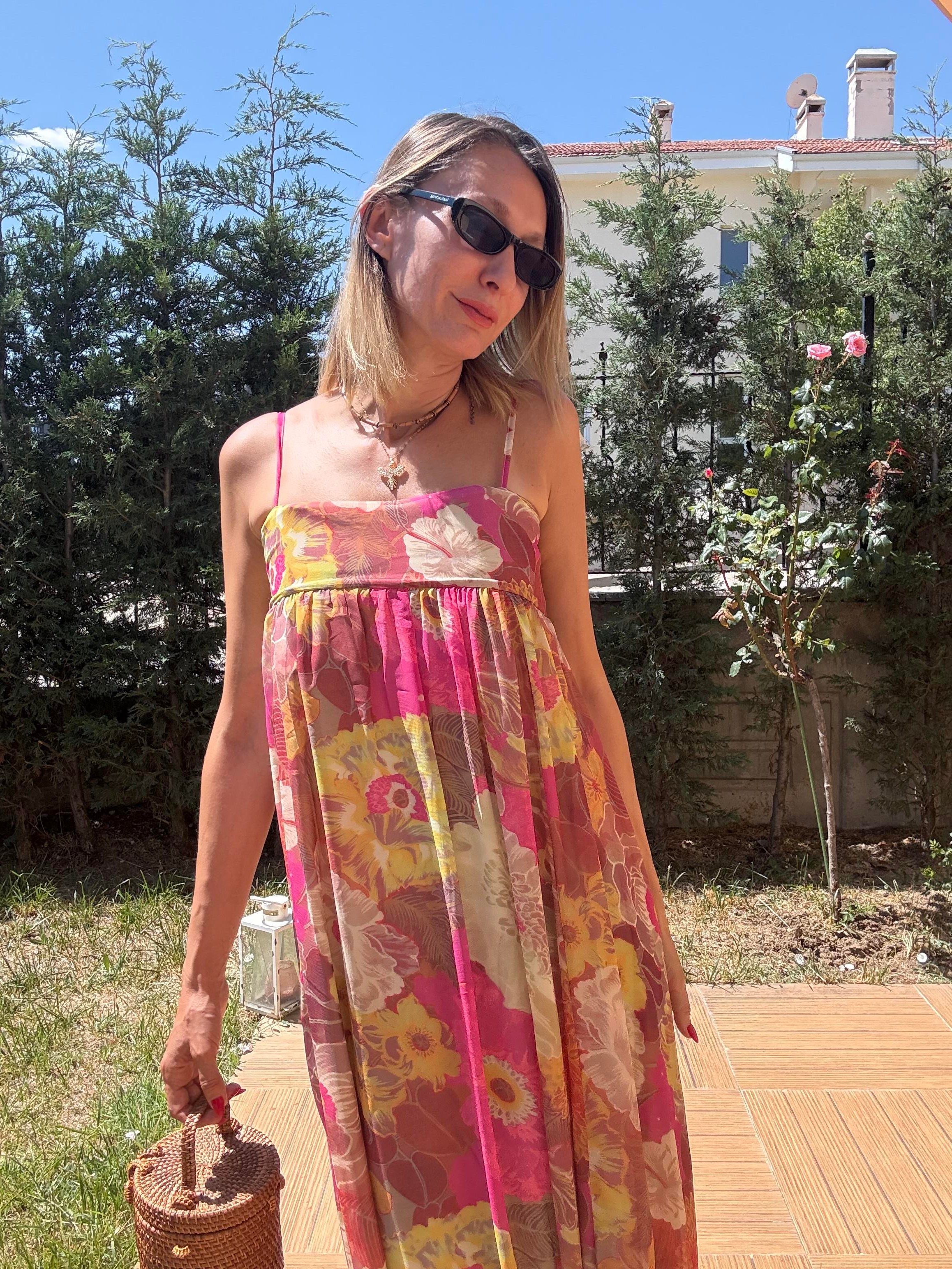 Şifon Desenli Elbise