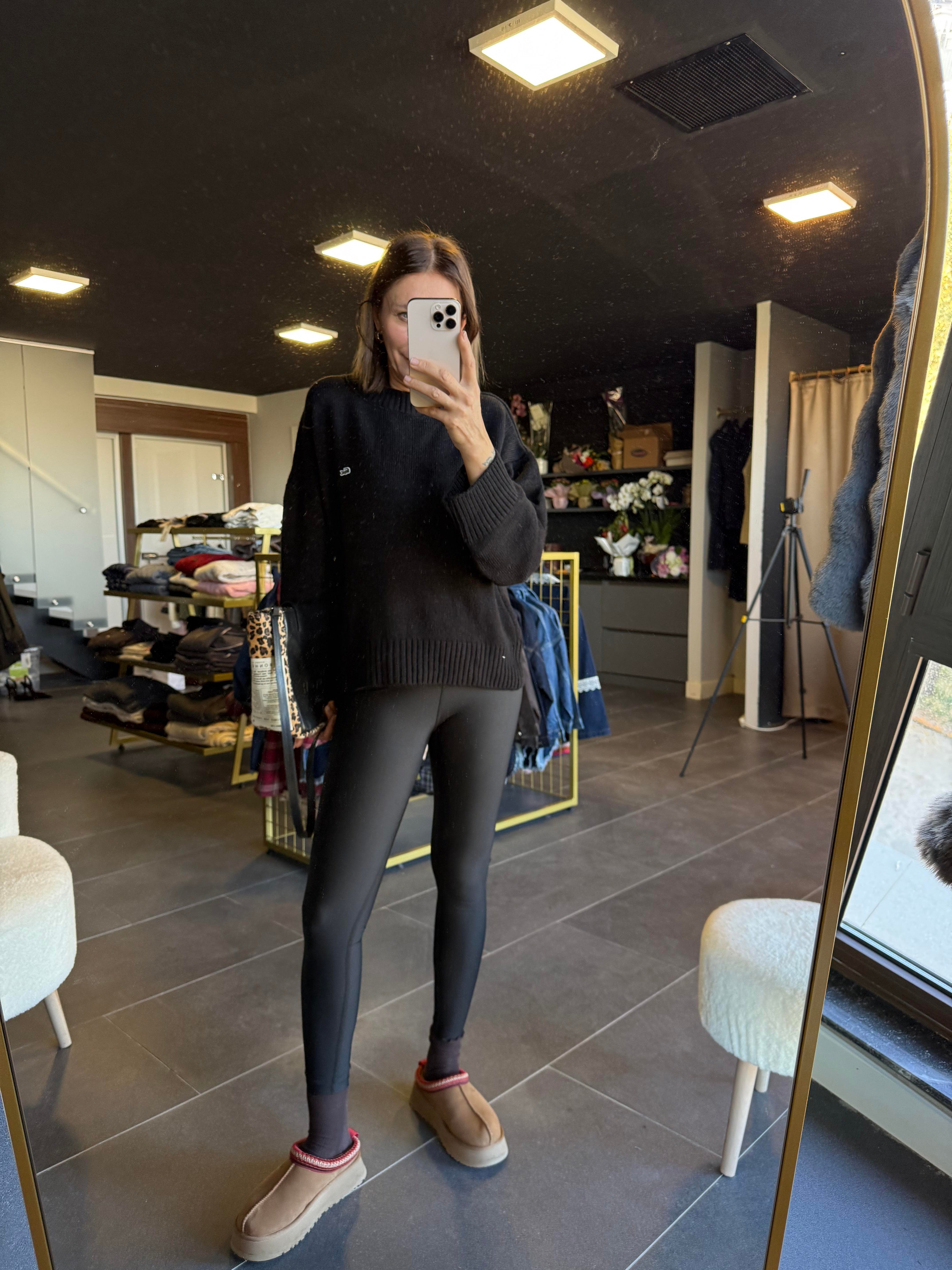 Siyah Aloha Çelik Tayt