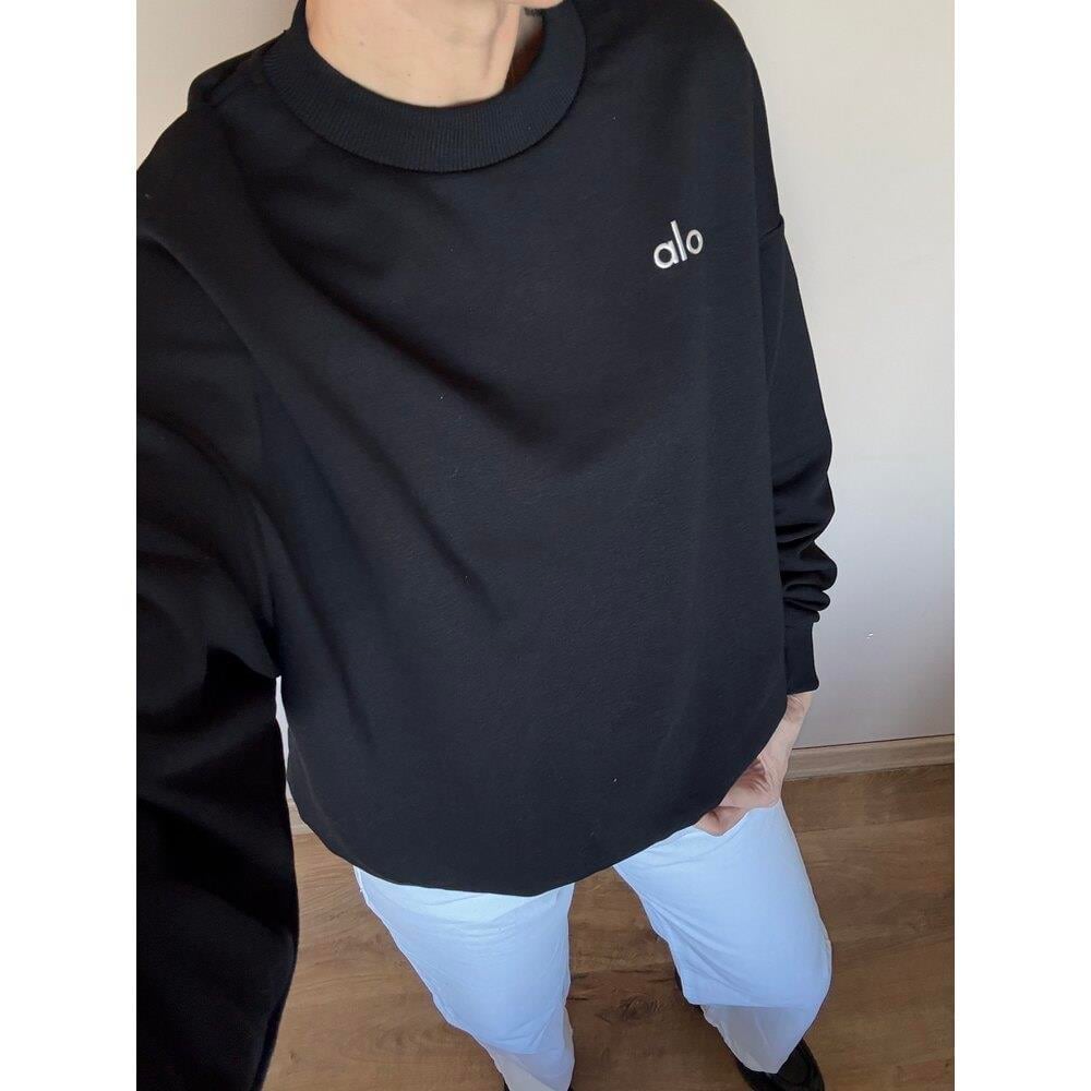 Siyah  Baskı Detaylı Bisiklet Yaka Kadın Sweatshirt 