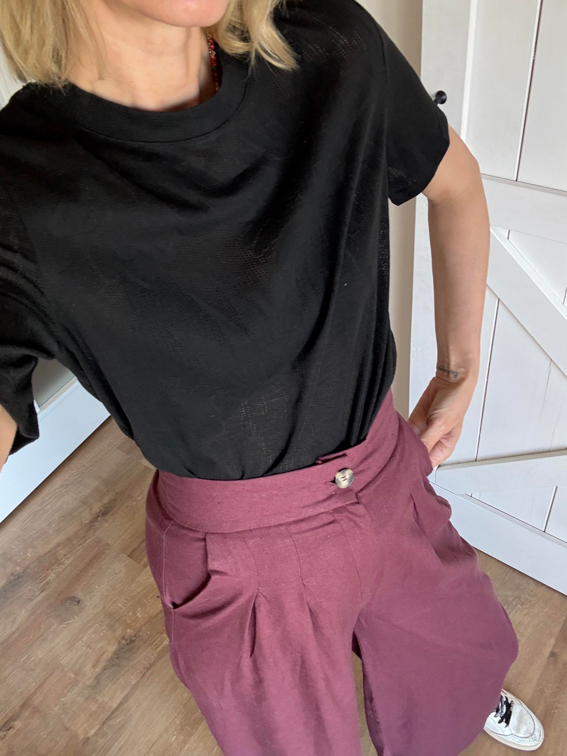 Siyah Desenli Triko Tshirt