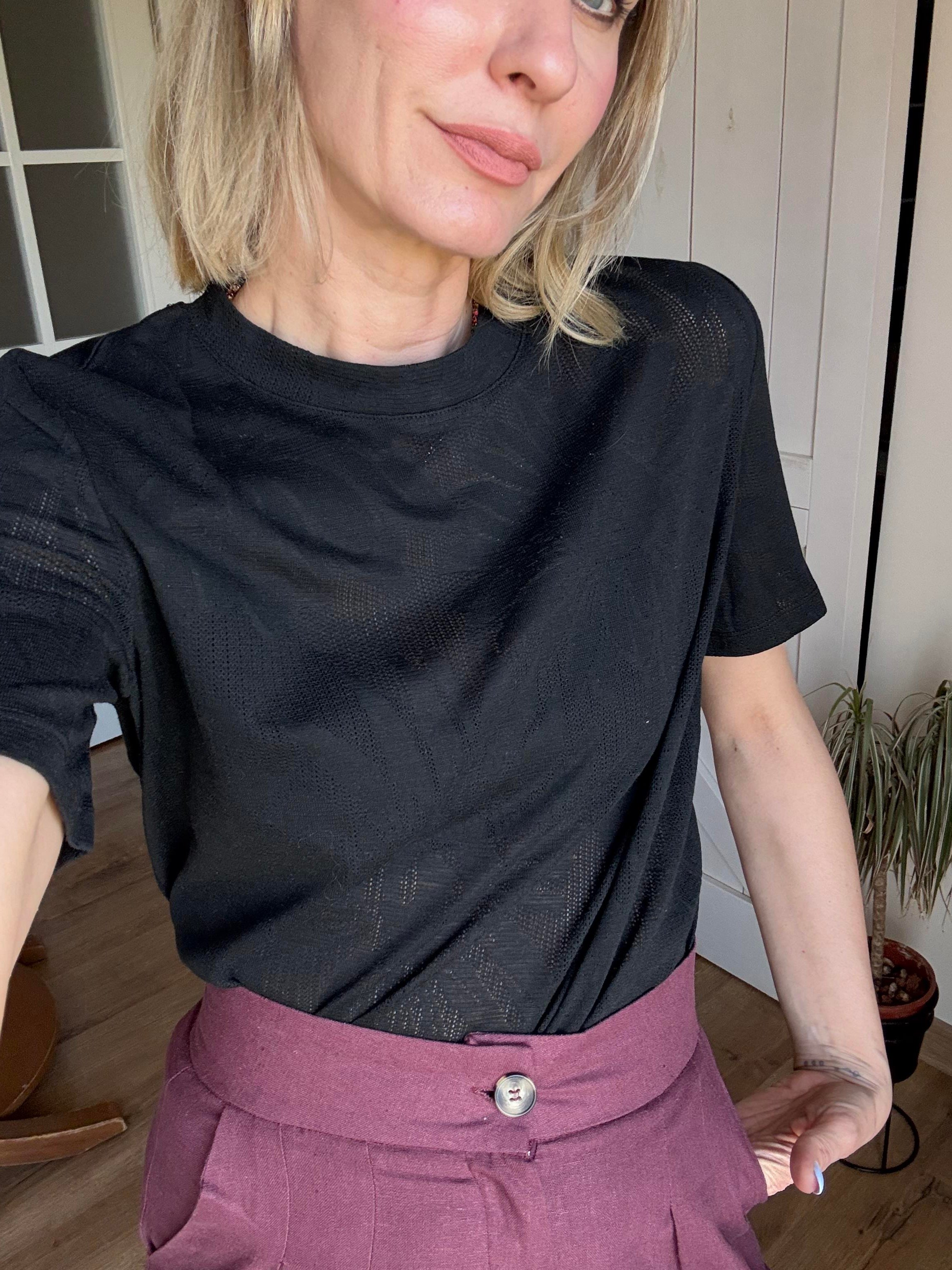 Siyah Desenli Triko Tshirt