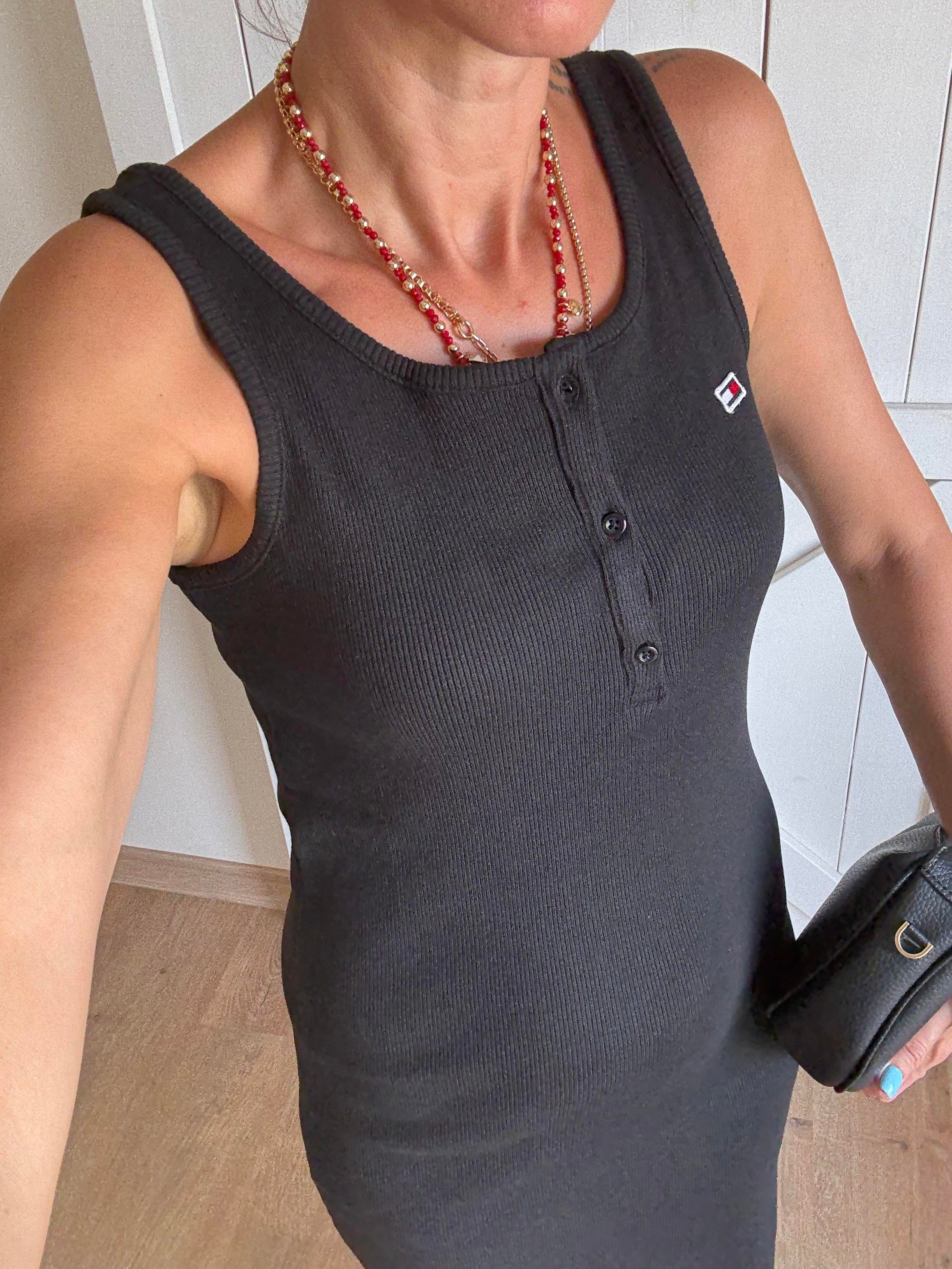 Siyah Düğmeli Thoer Elbise