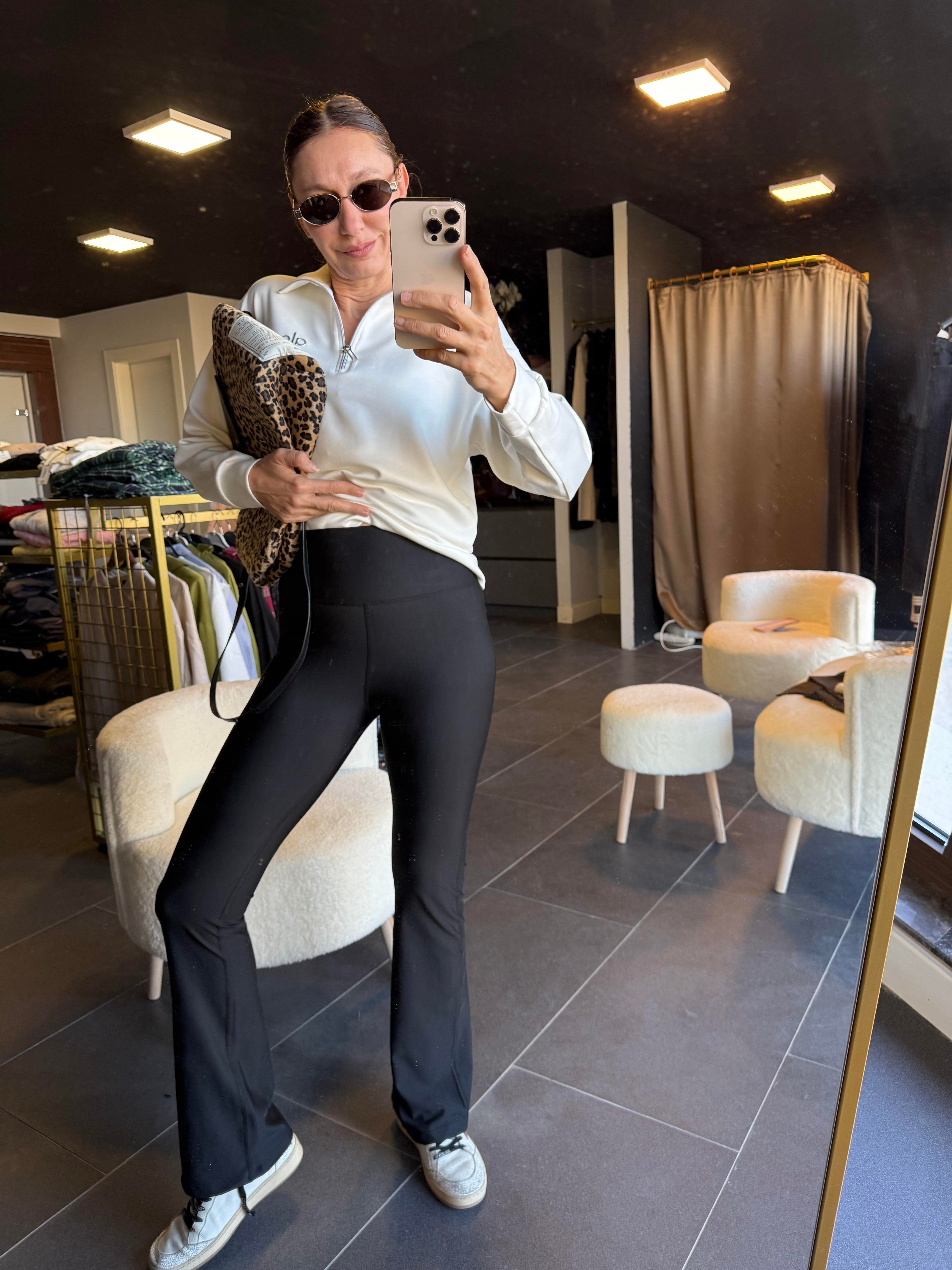 Siyah  Flare Aloha Çelik Tayt