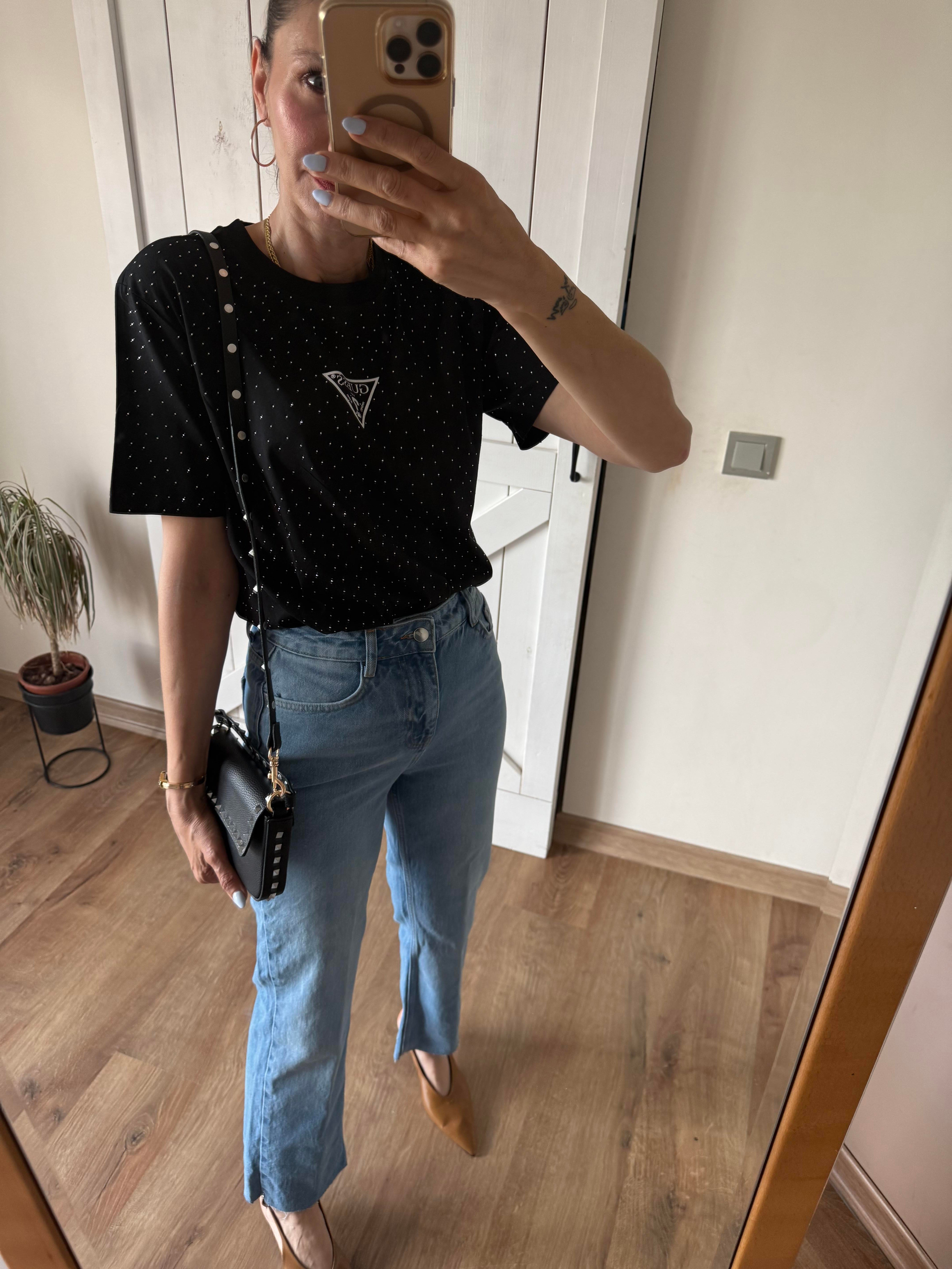 Siyah Full Taşlı Tshirt