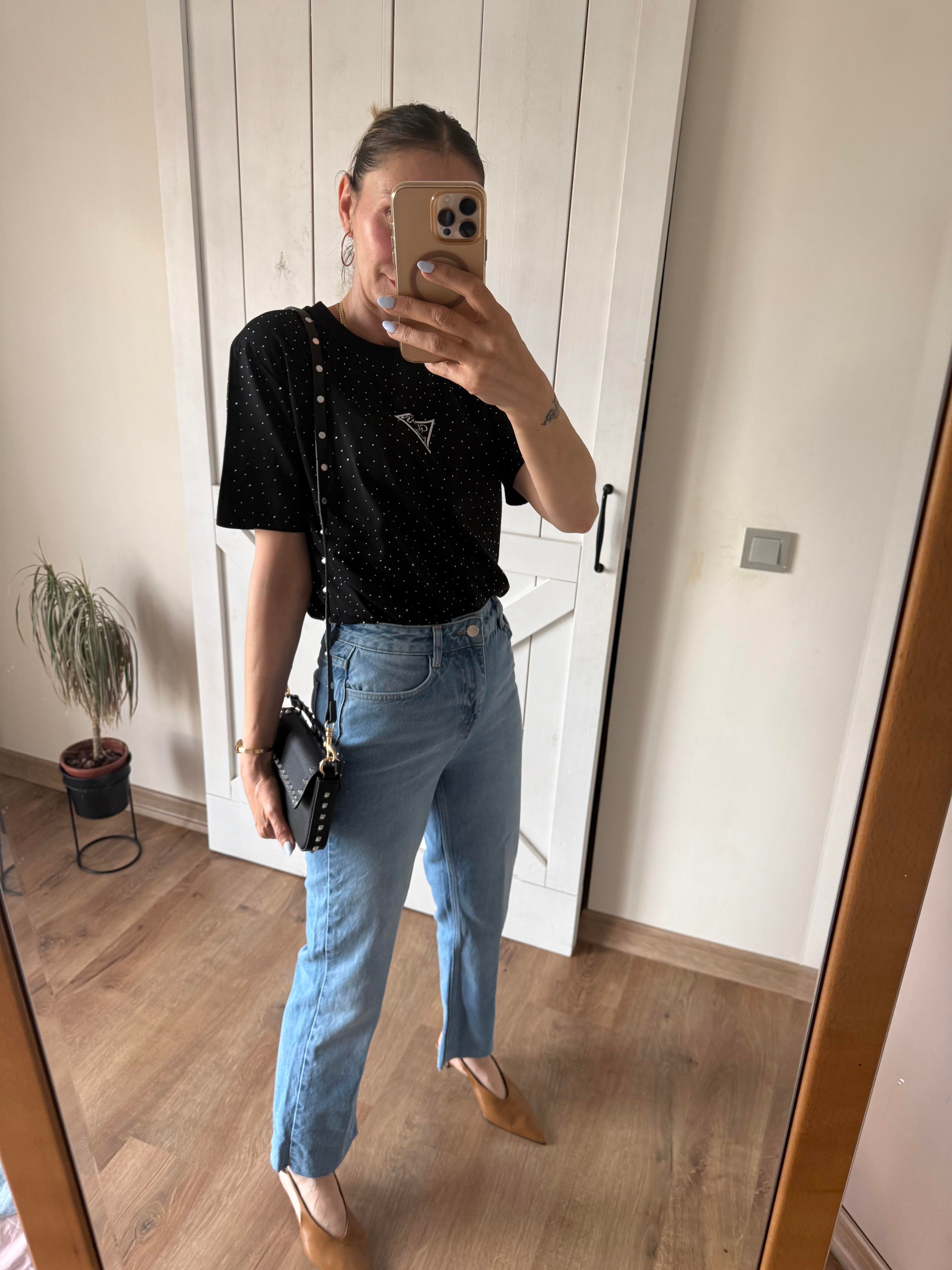 Siyah Full Taşlı Tshirt