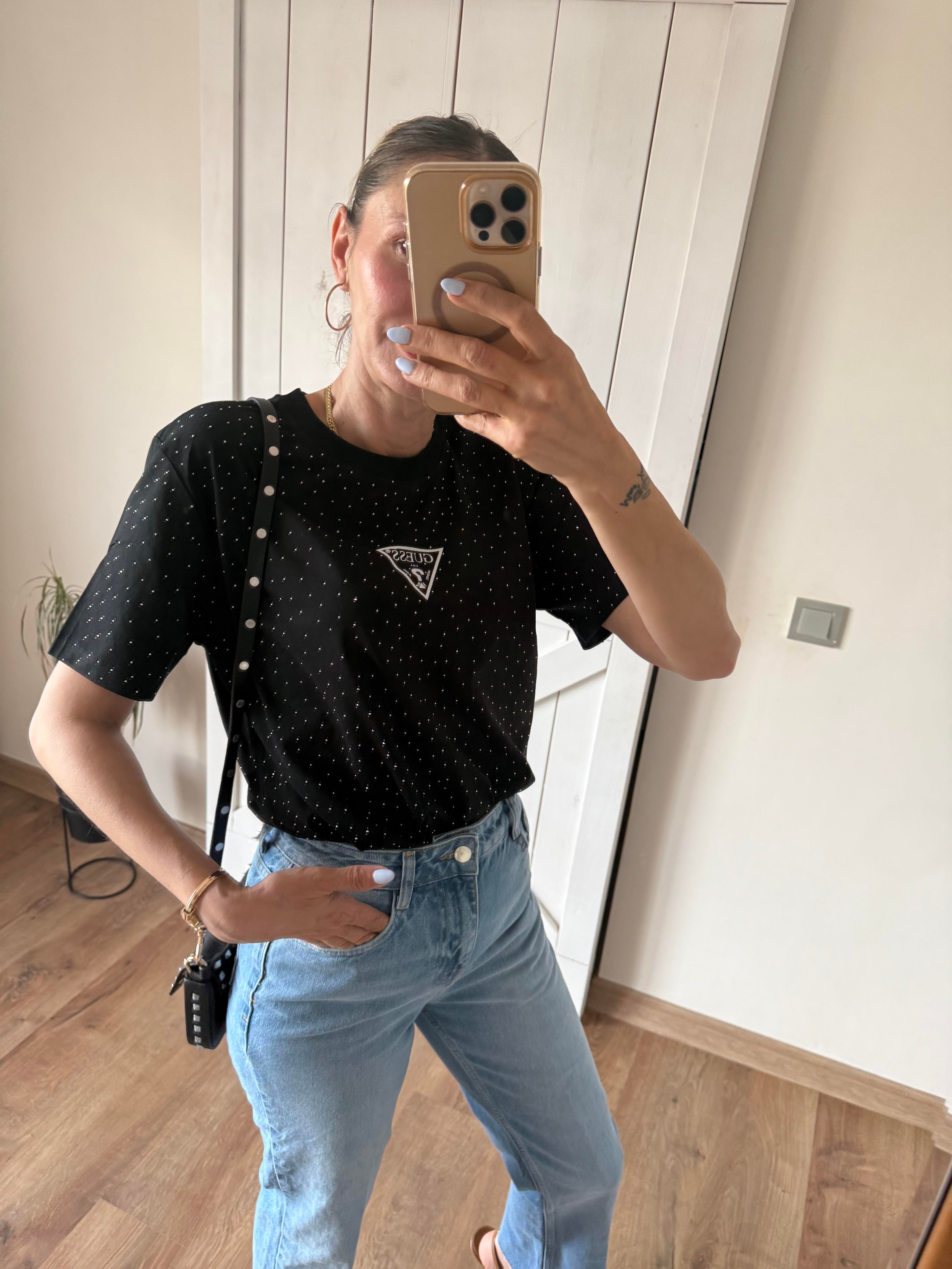 Siyah Full Taşlı Tshirt