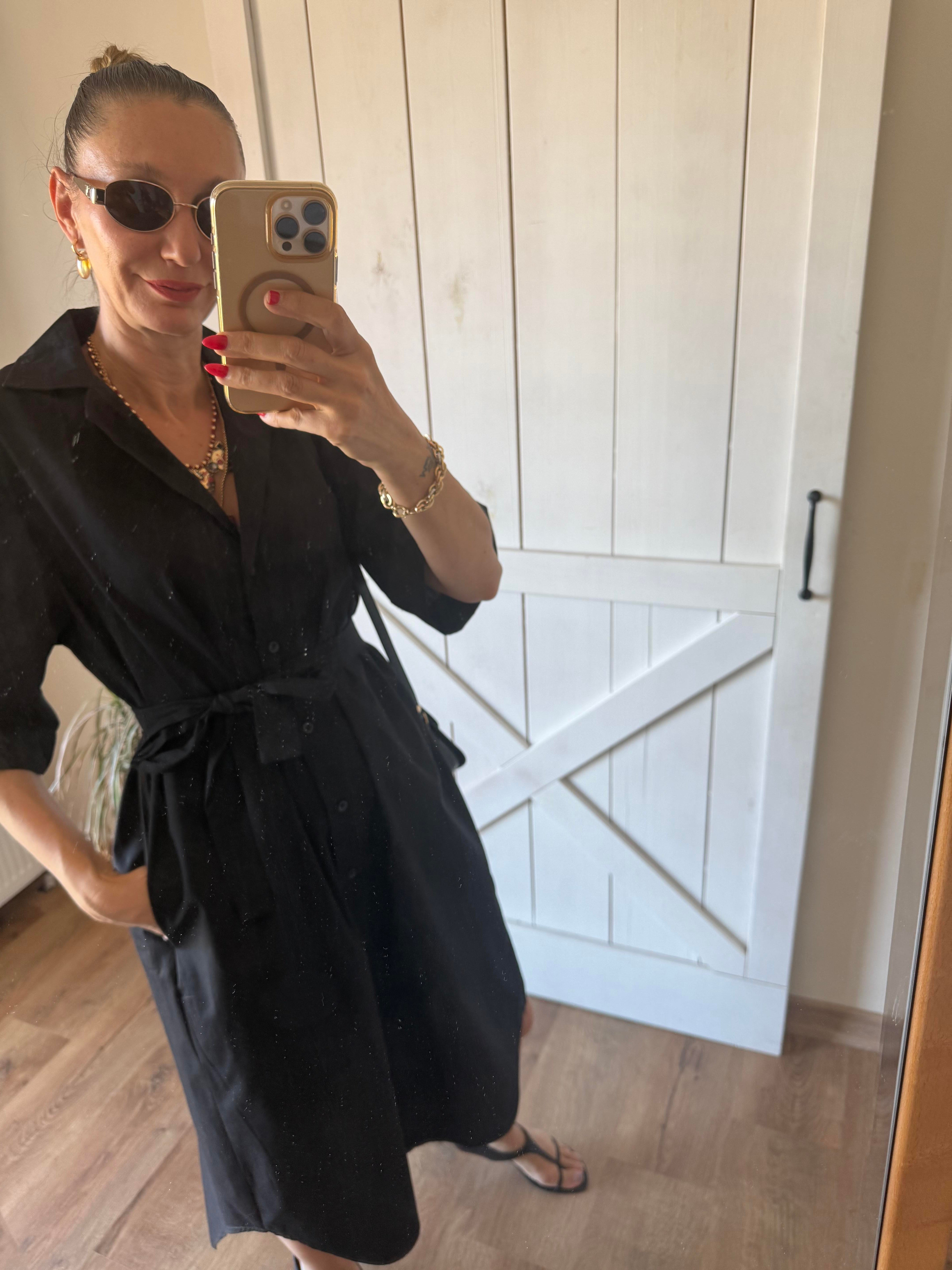 Siyah Gömlek Kos Elbise