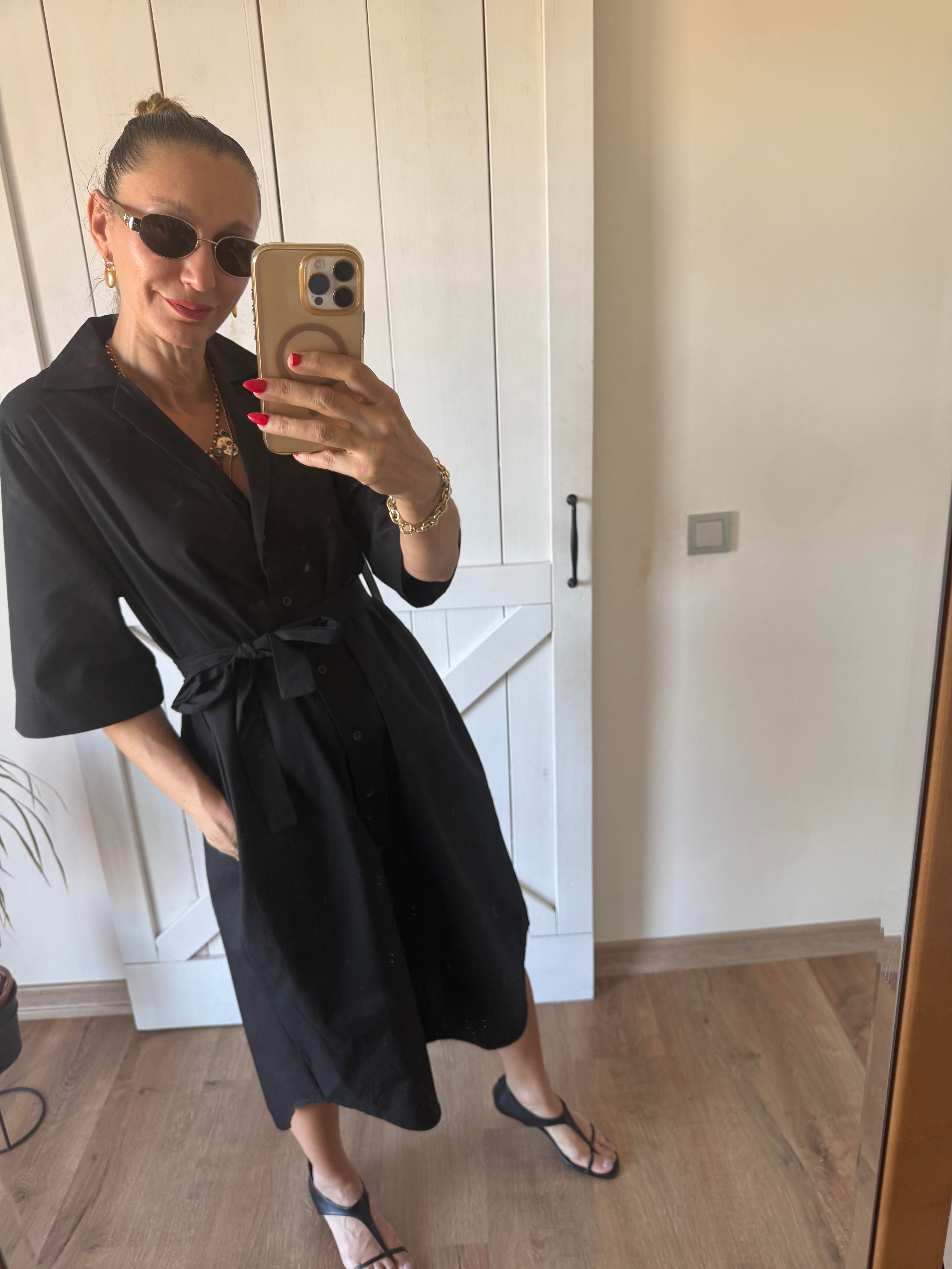 Siyah Gömlek Kos Elbise