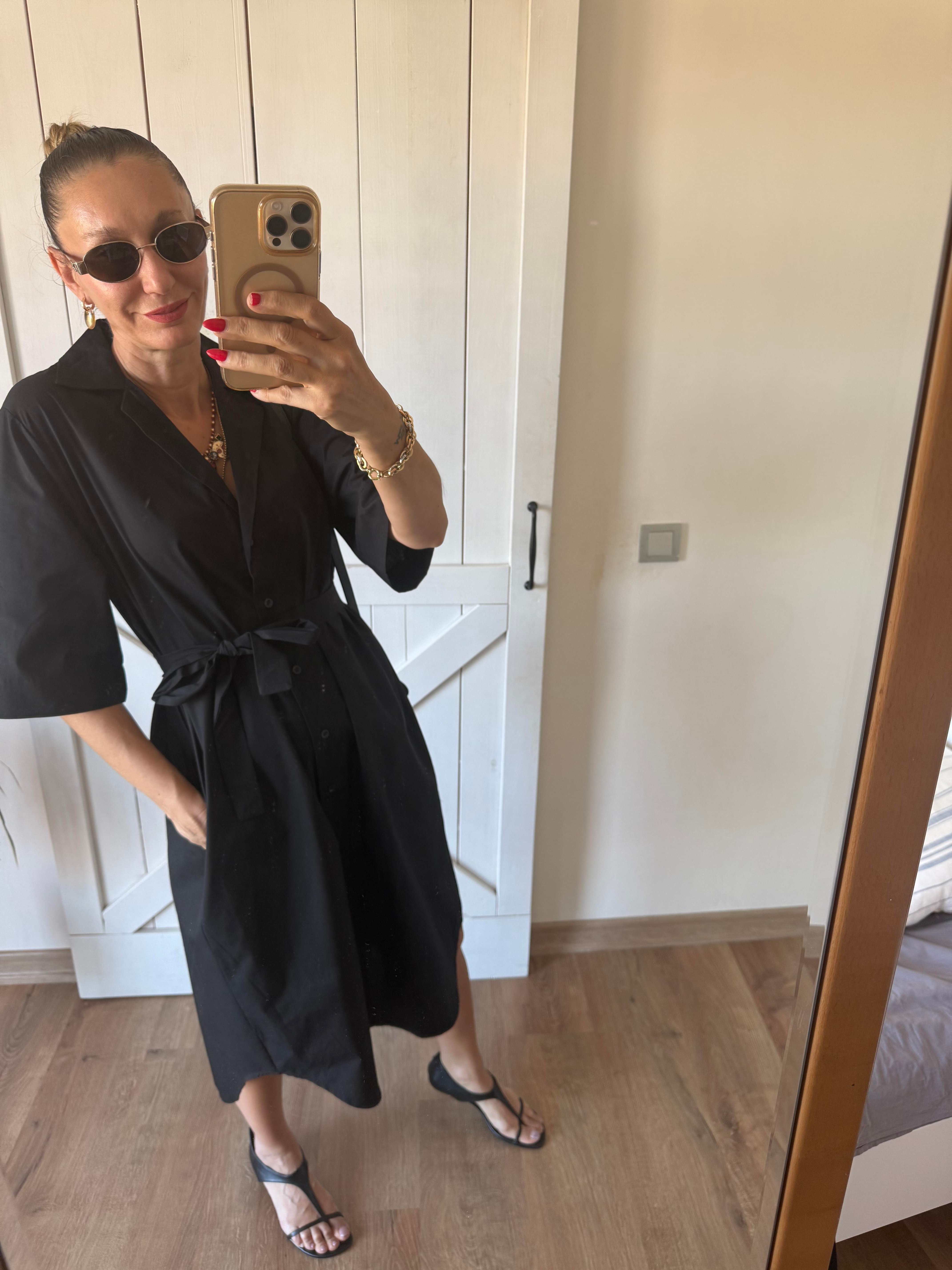 Siyah Gömlek Kos Elbise