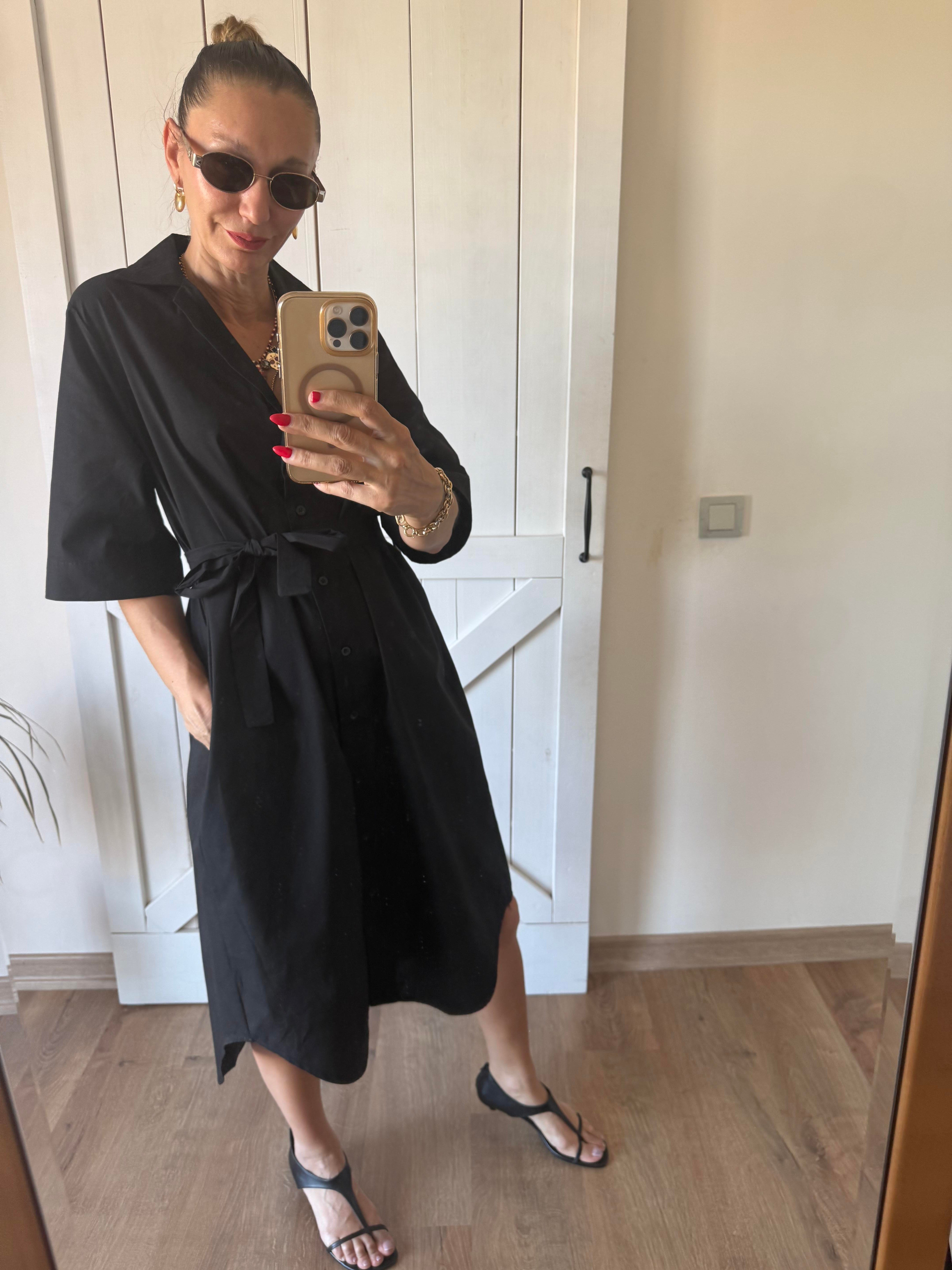 Siyah Gömlek Kos Elbise