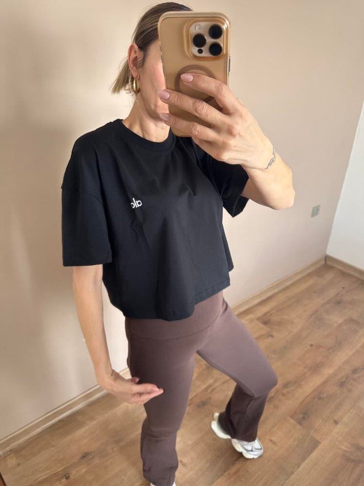 Siyah Nakışlı Premium Pamuklu Kumaş  Tshirt