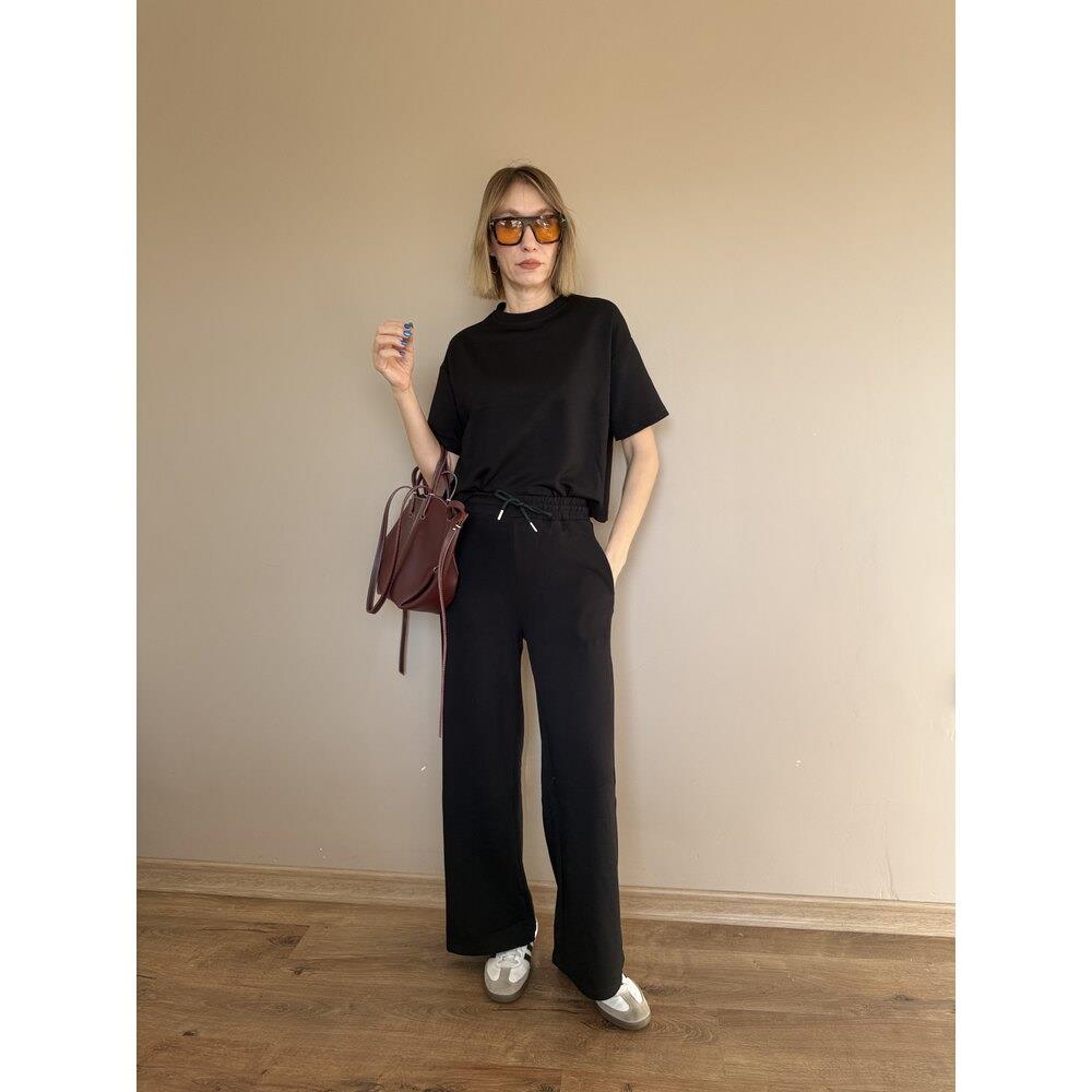 Siyah Oversize Yarım Kollu Sweat Pantolon