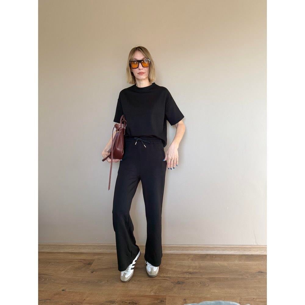 Siyah Oversize Yarım Kollu Sweat Pantolon