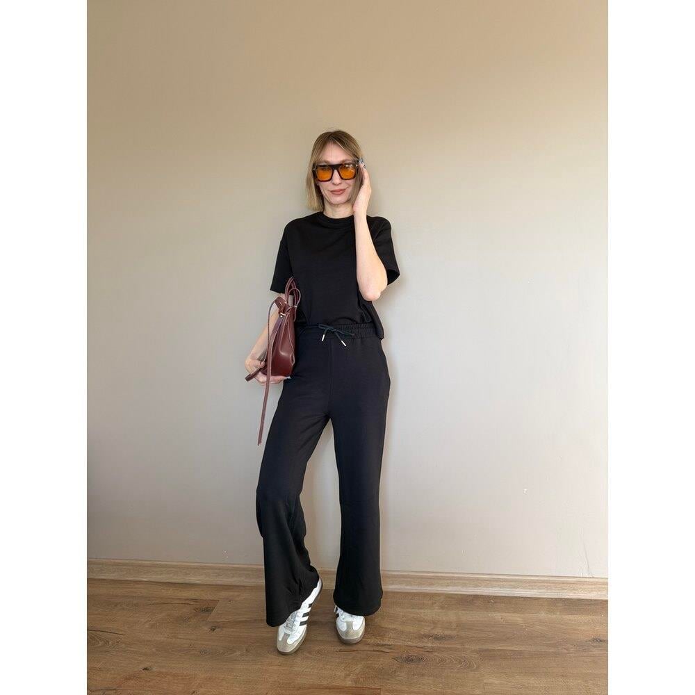 Siyah Oversize Yarım Kollu Sweat Pantolon