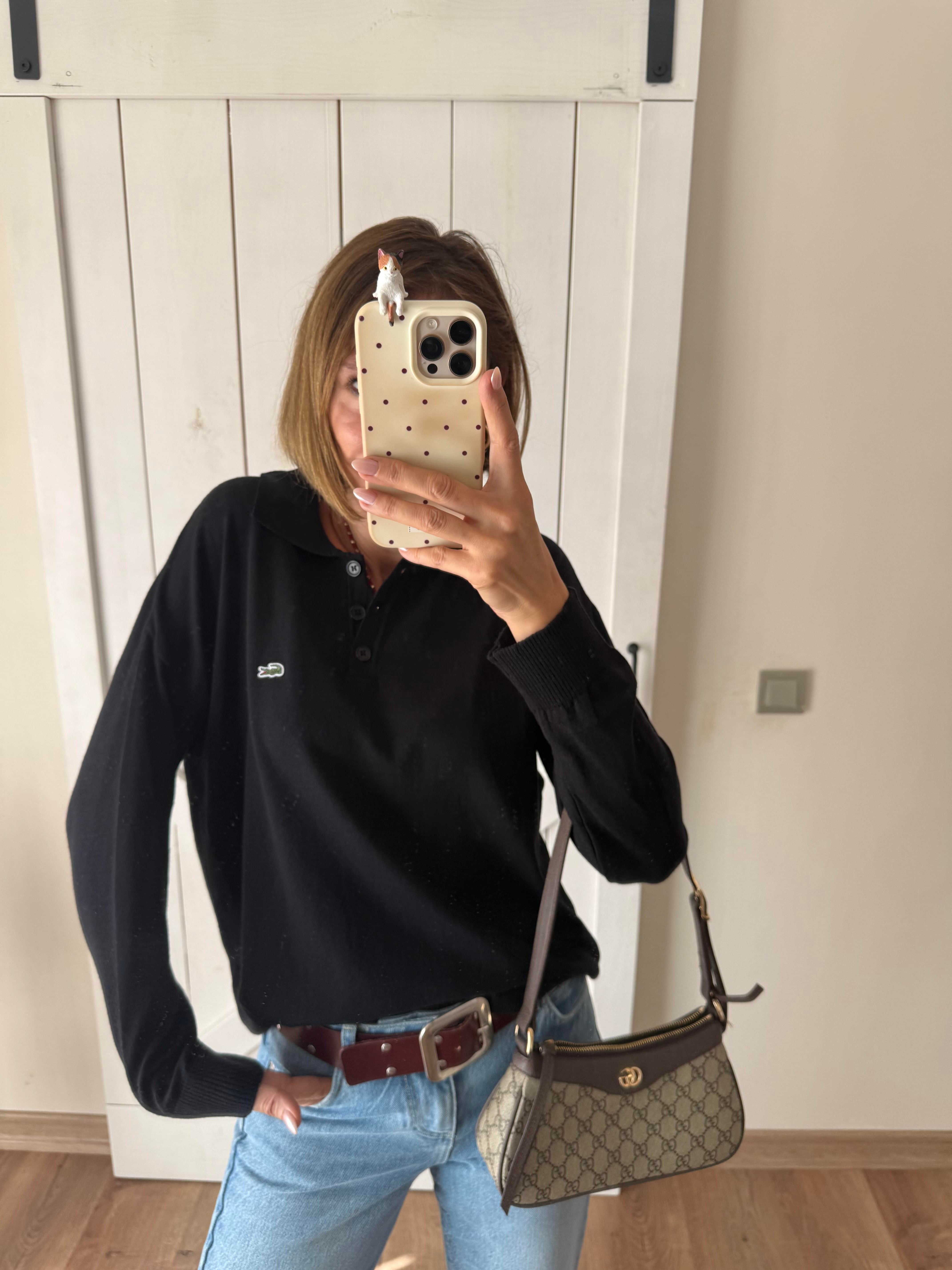 Siyah Polo Yaka Premium Triko 