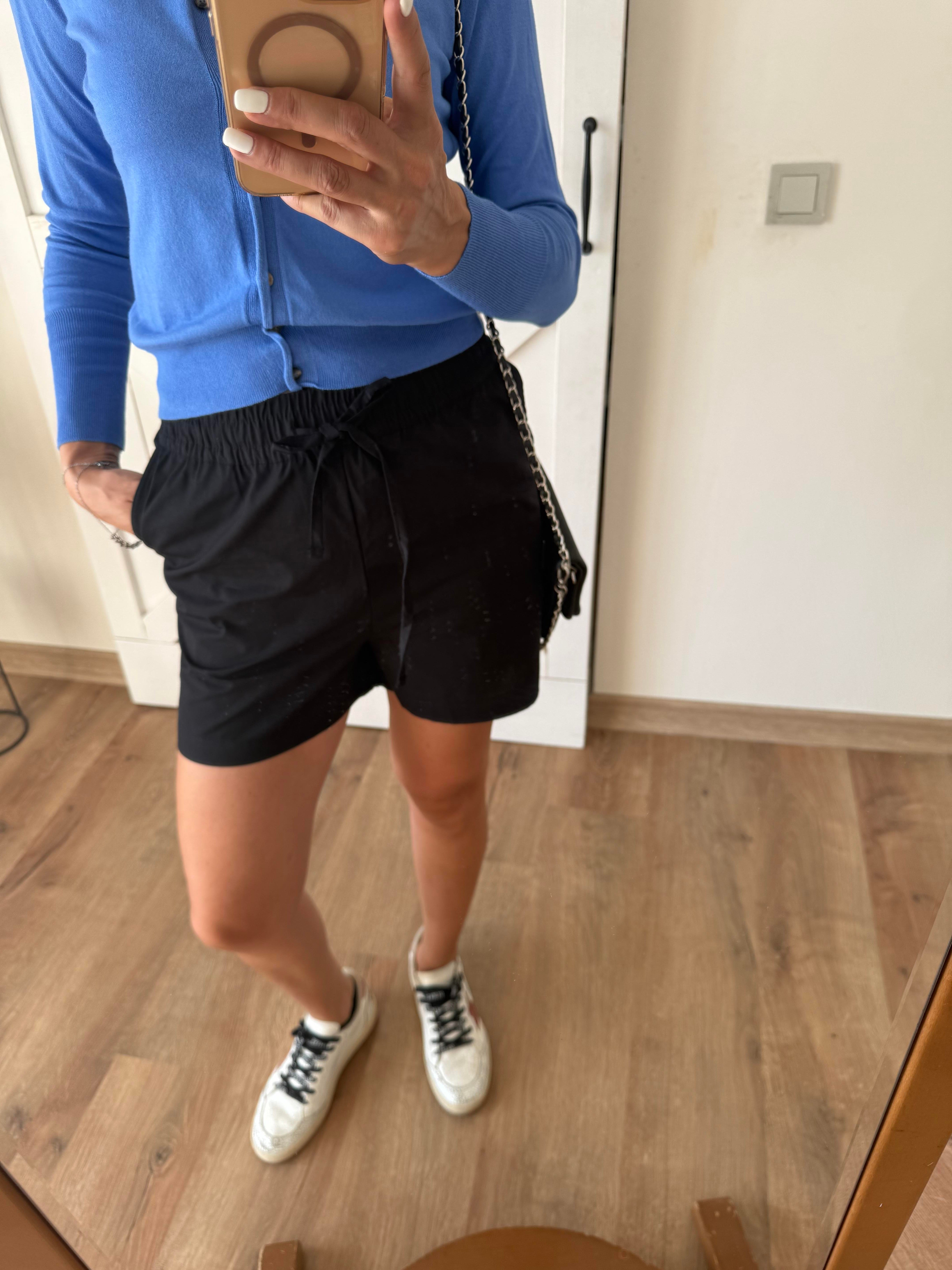 Siyah Poplin Kos Şort