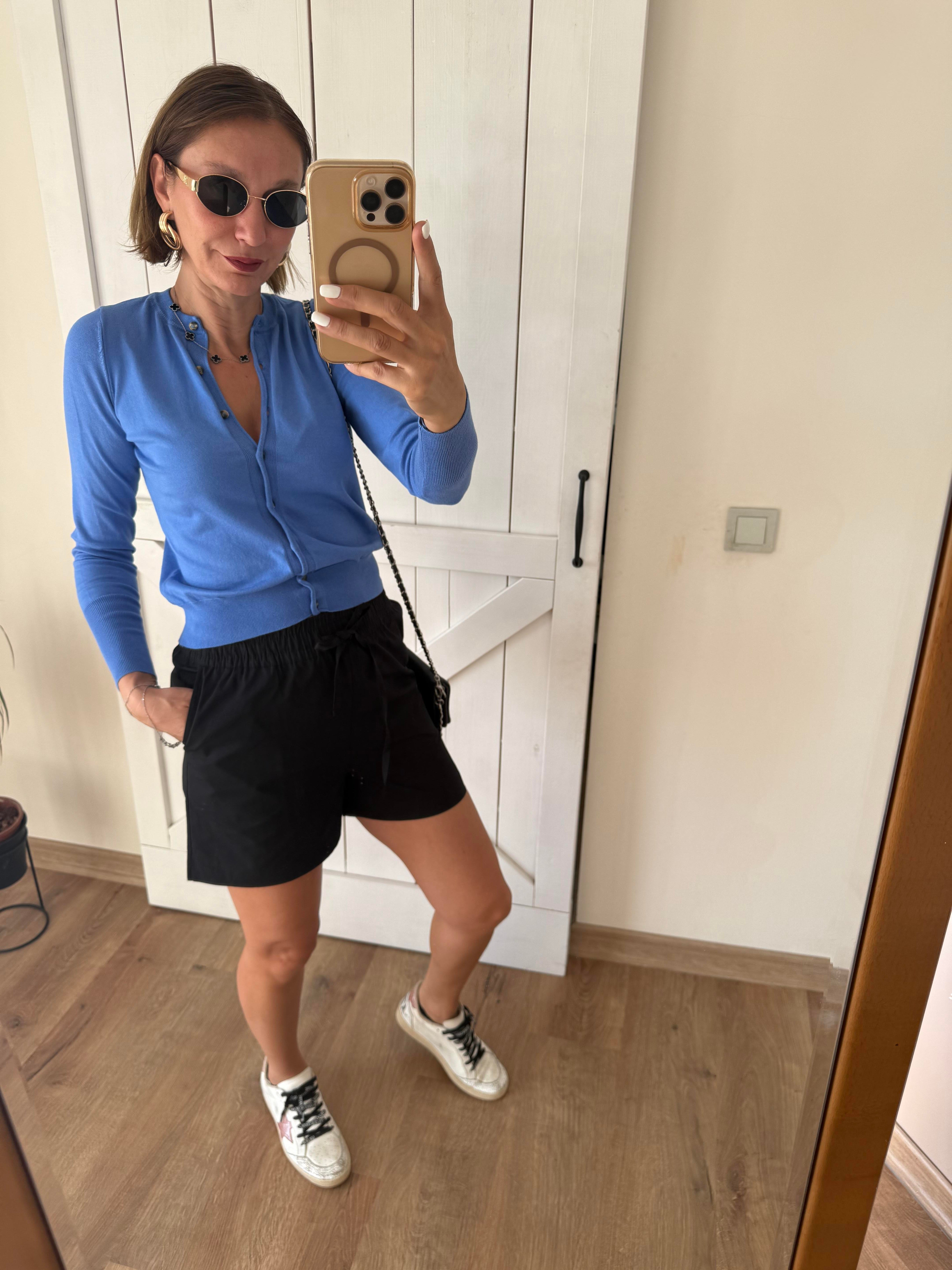 Siyah Poplin Kos Şort