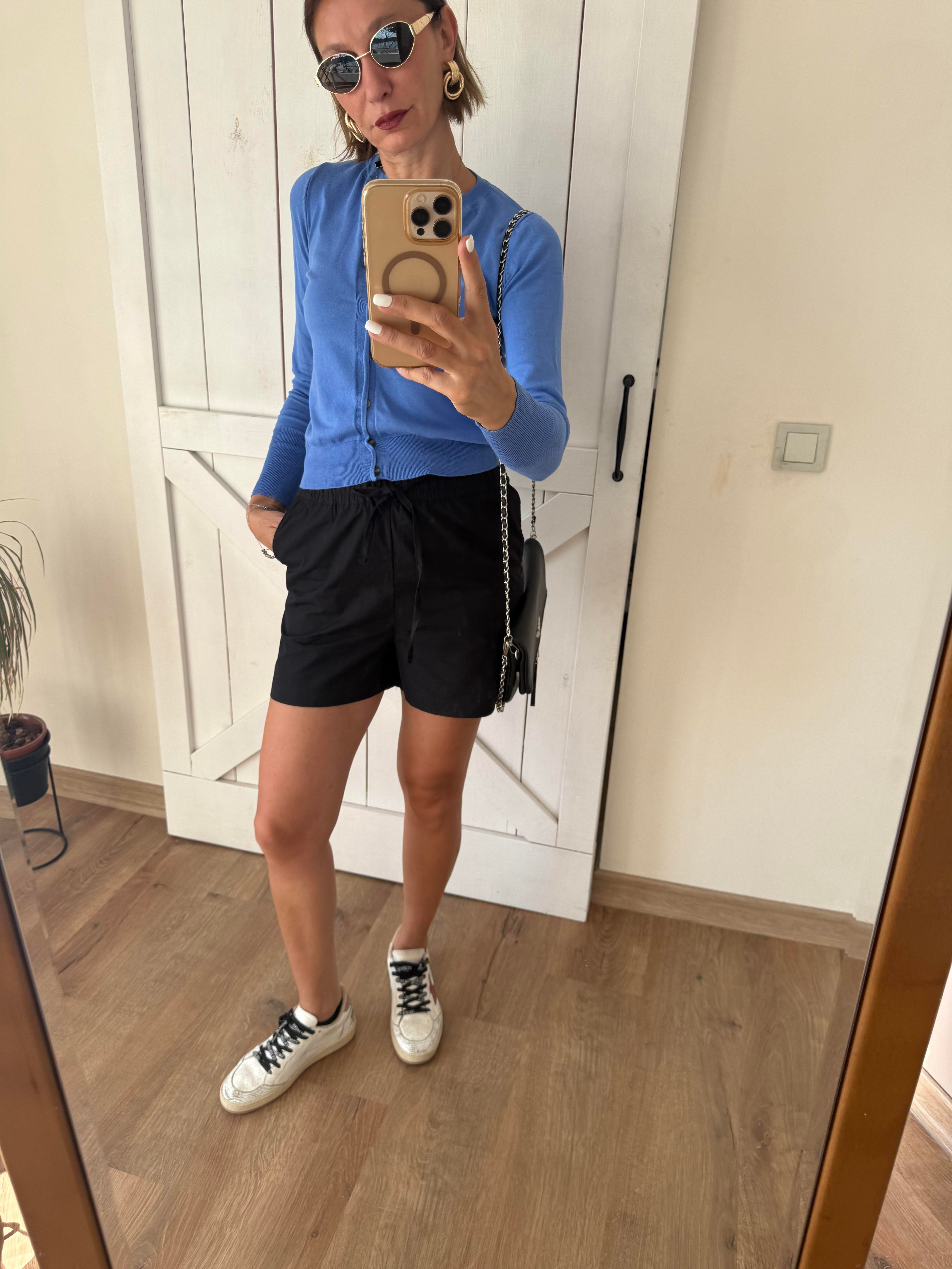 Siyah Poplin Kos Şort