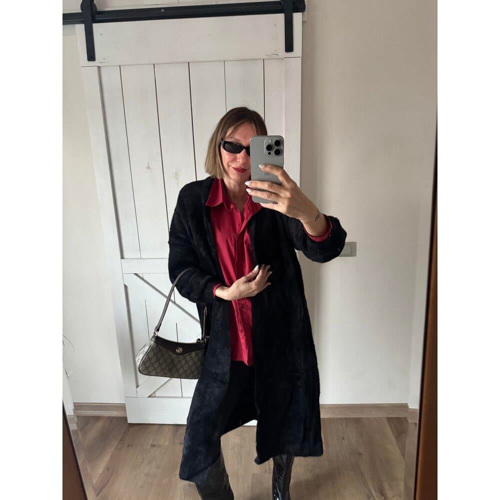 Siyah Premium Kalite Uzun Kadın Hırka 