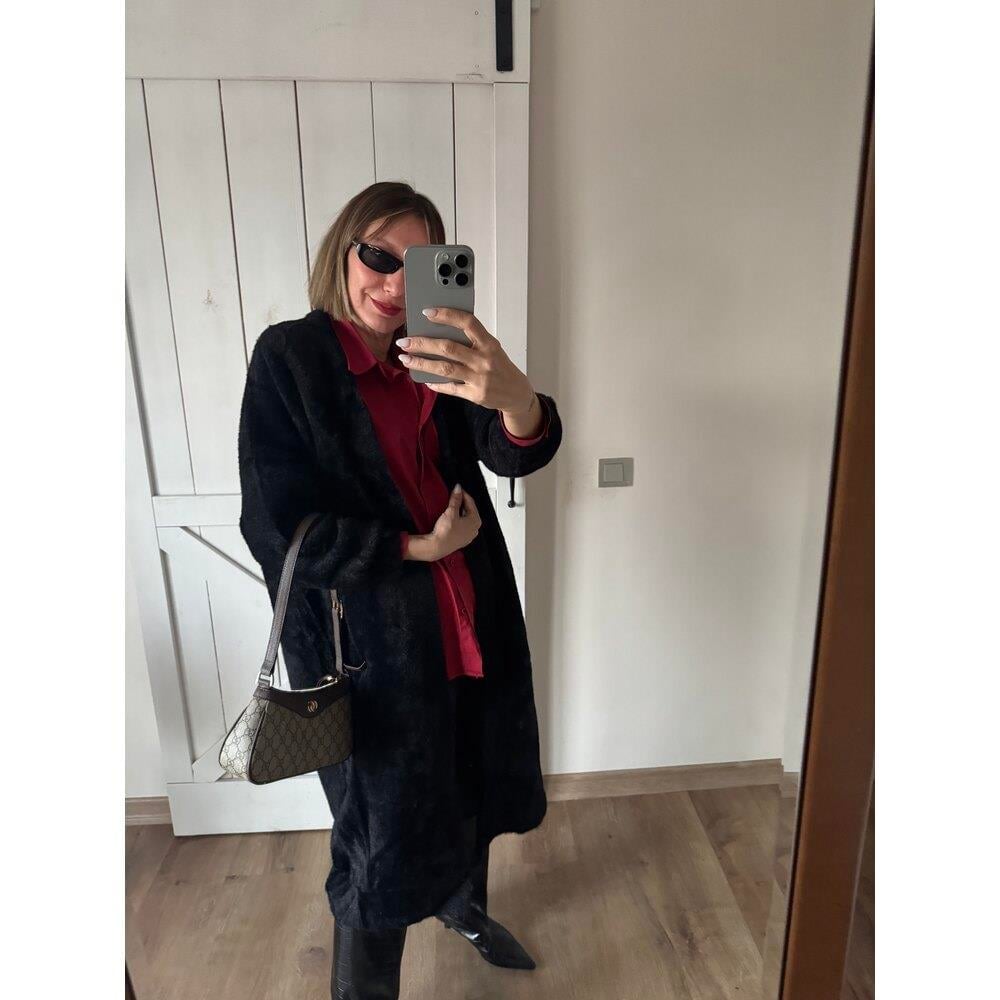 Siyah Premium Kalite Uzun Kadın Hırka 