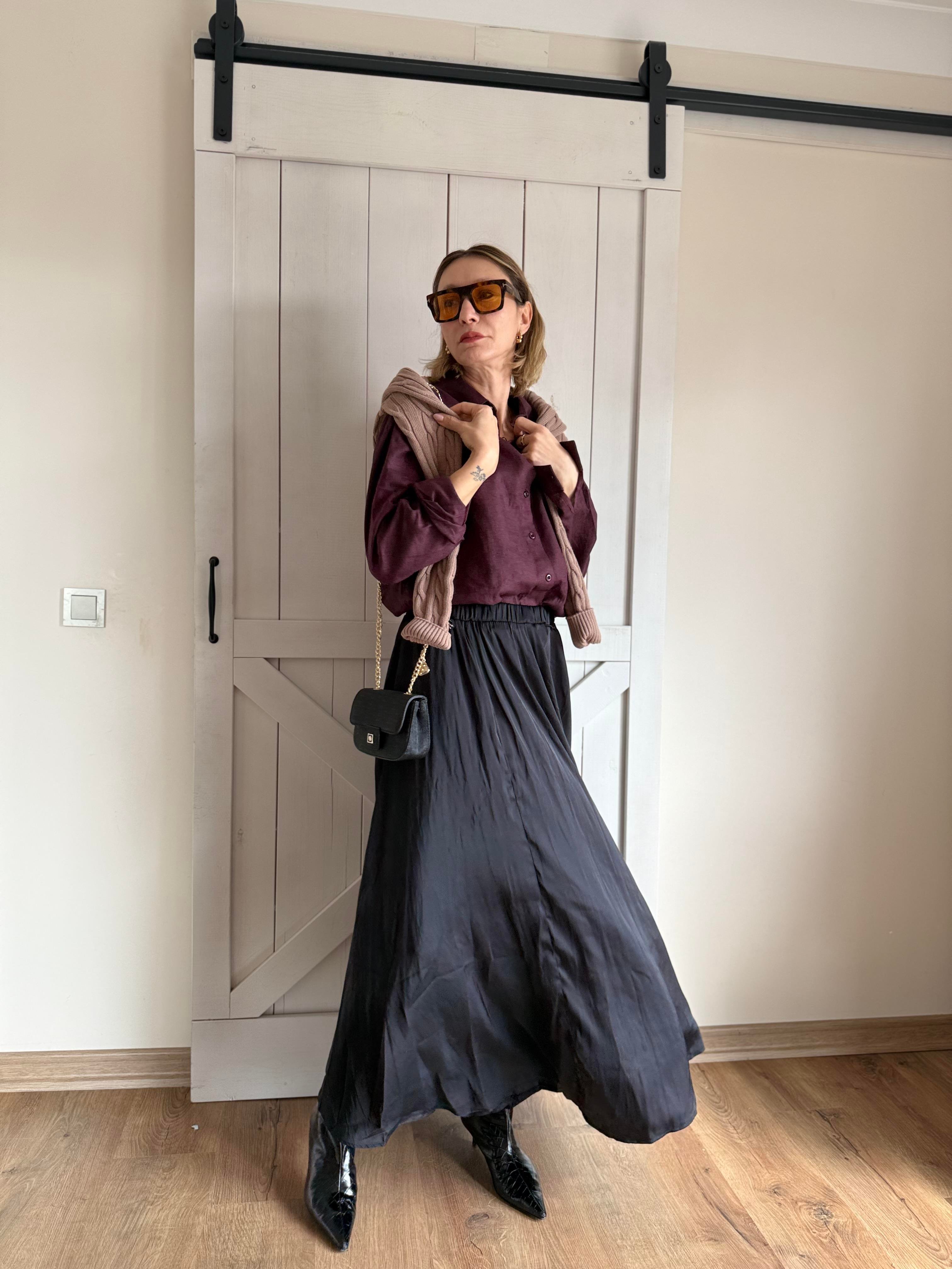 Siyah Renk  Kiloş Model Uzun Etek