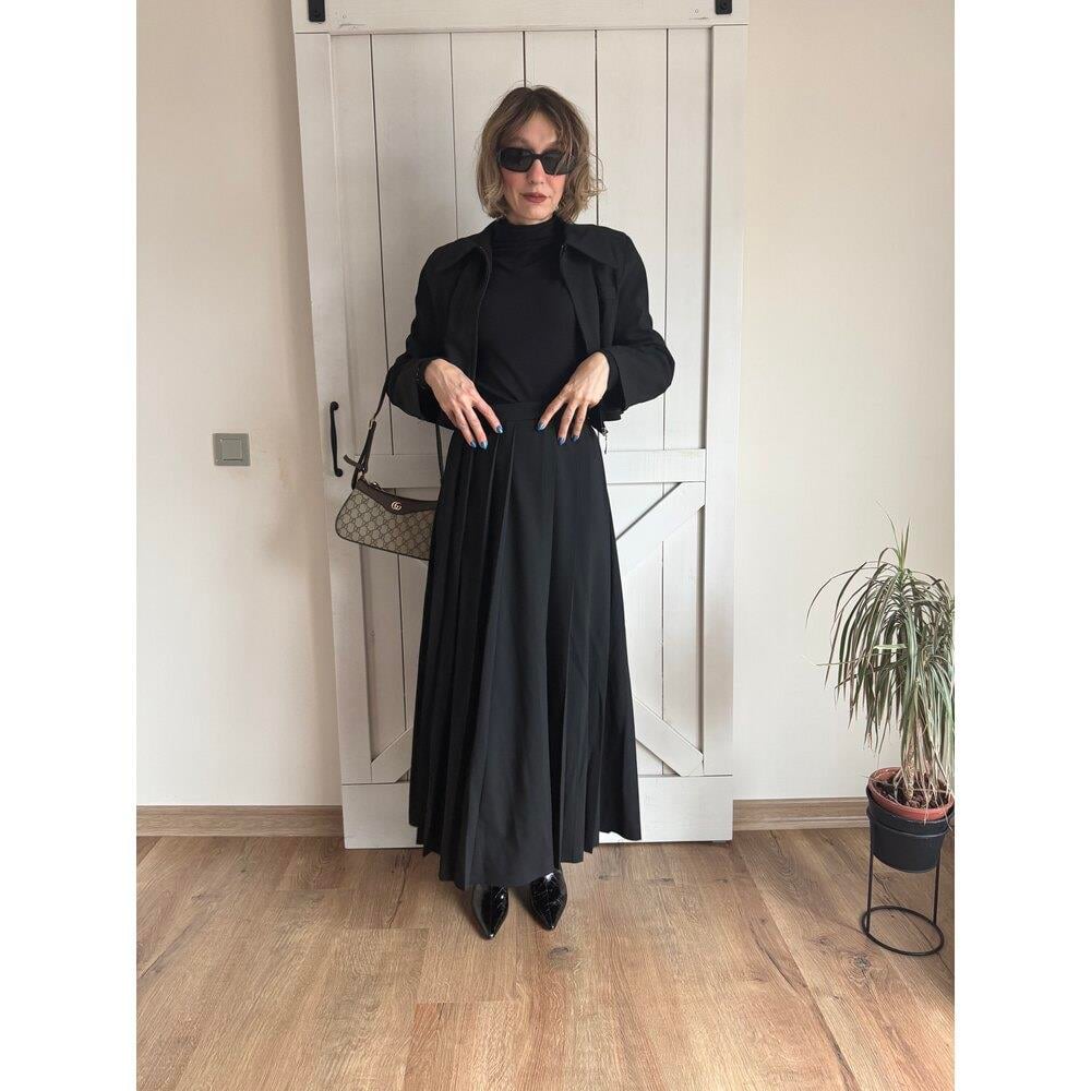 Siyah Uzun Etekli Ceket Kadın İkili Takım 