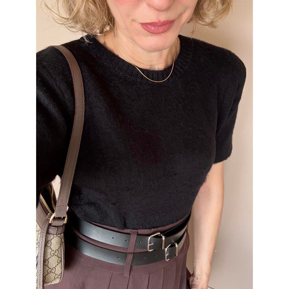 Siyah  Yumoş Yarım Kol Kadın Triko 