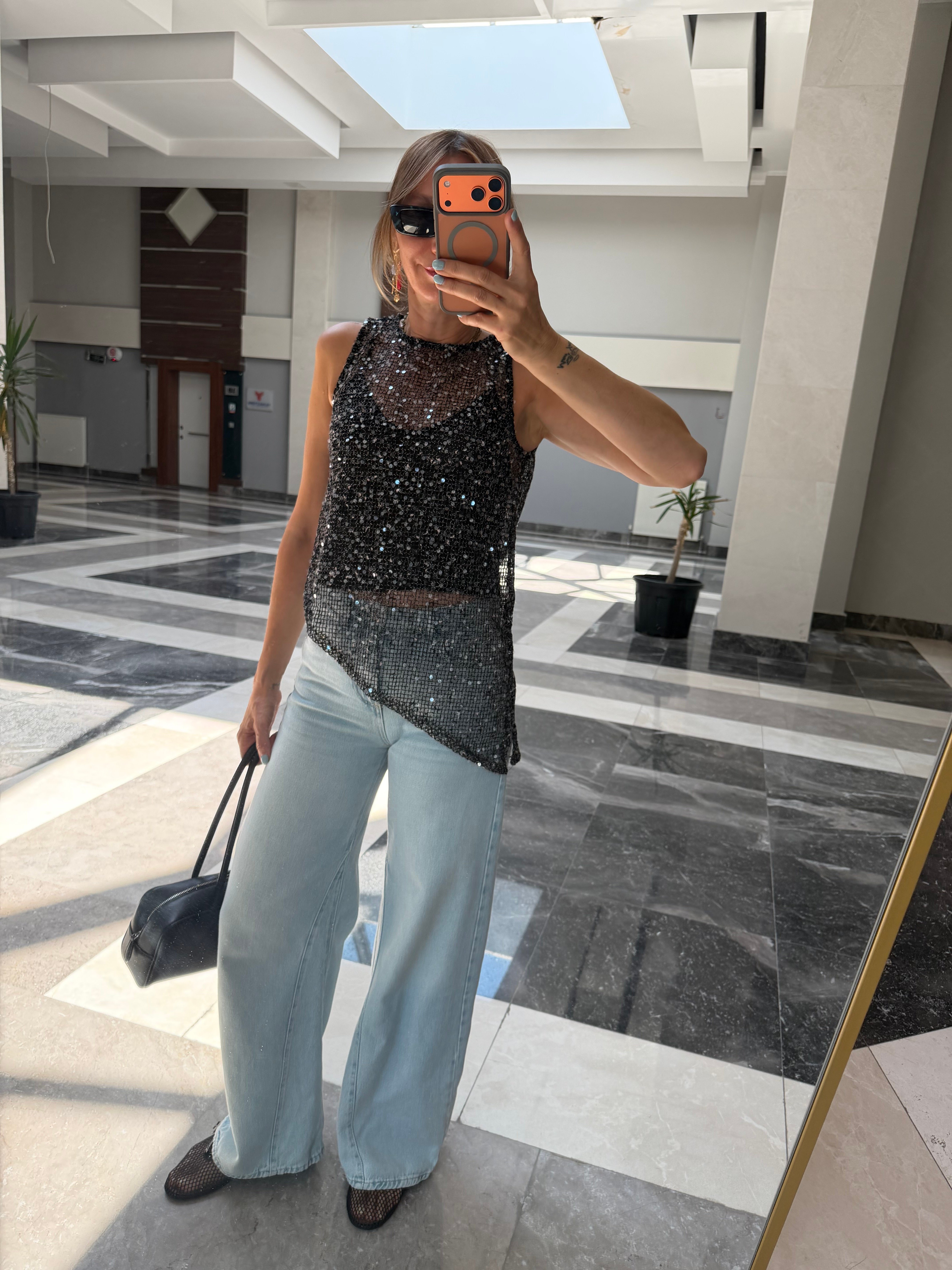Siyah Zr Pullu İkili (Atlet) File Bluzz