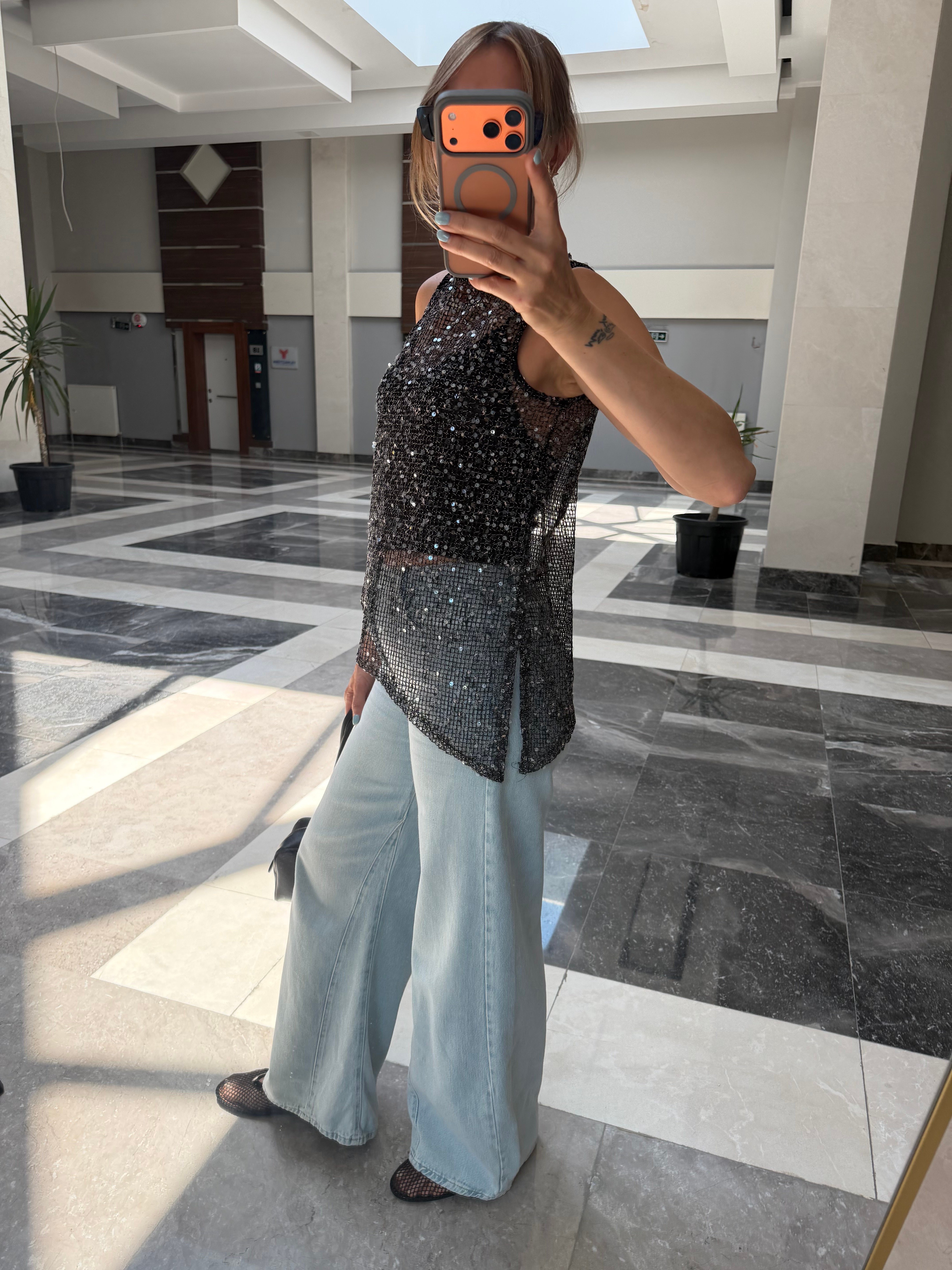 Siyah Zr Pullu İkili (Atlet) File Bluzz