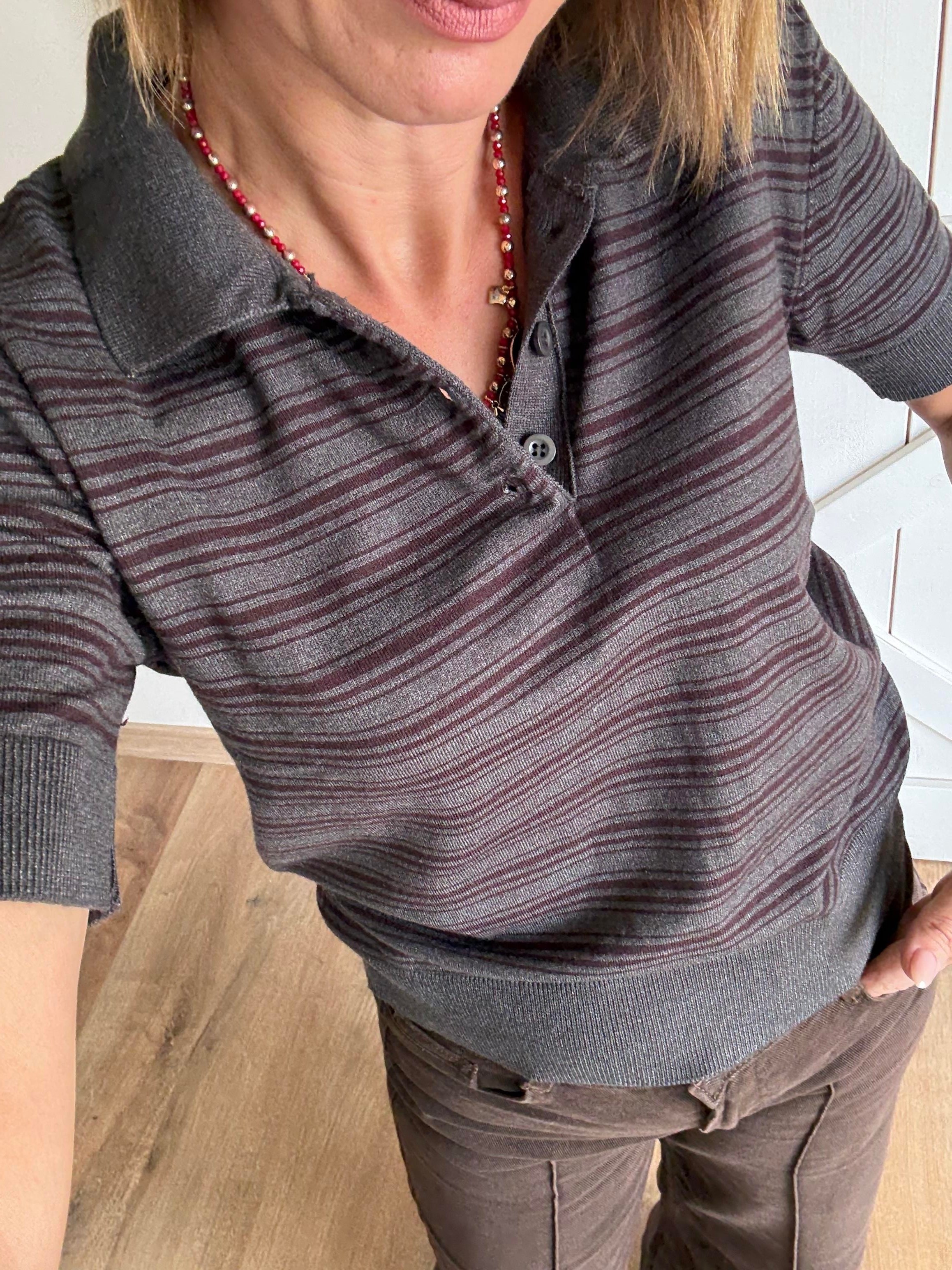 Sould Çizgili Polo Yaka Triko