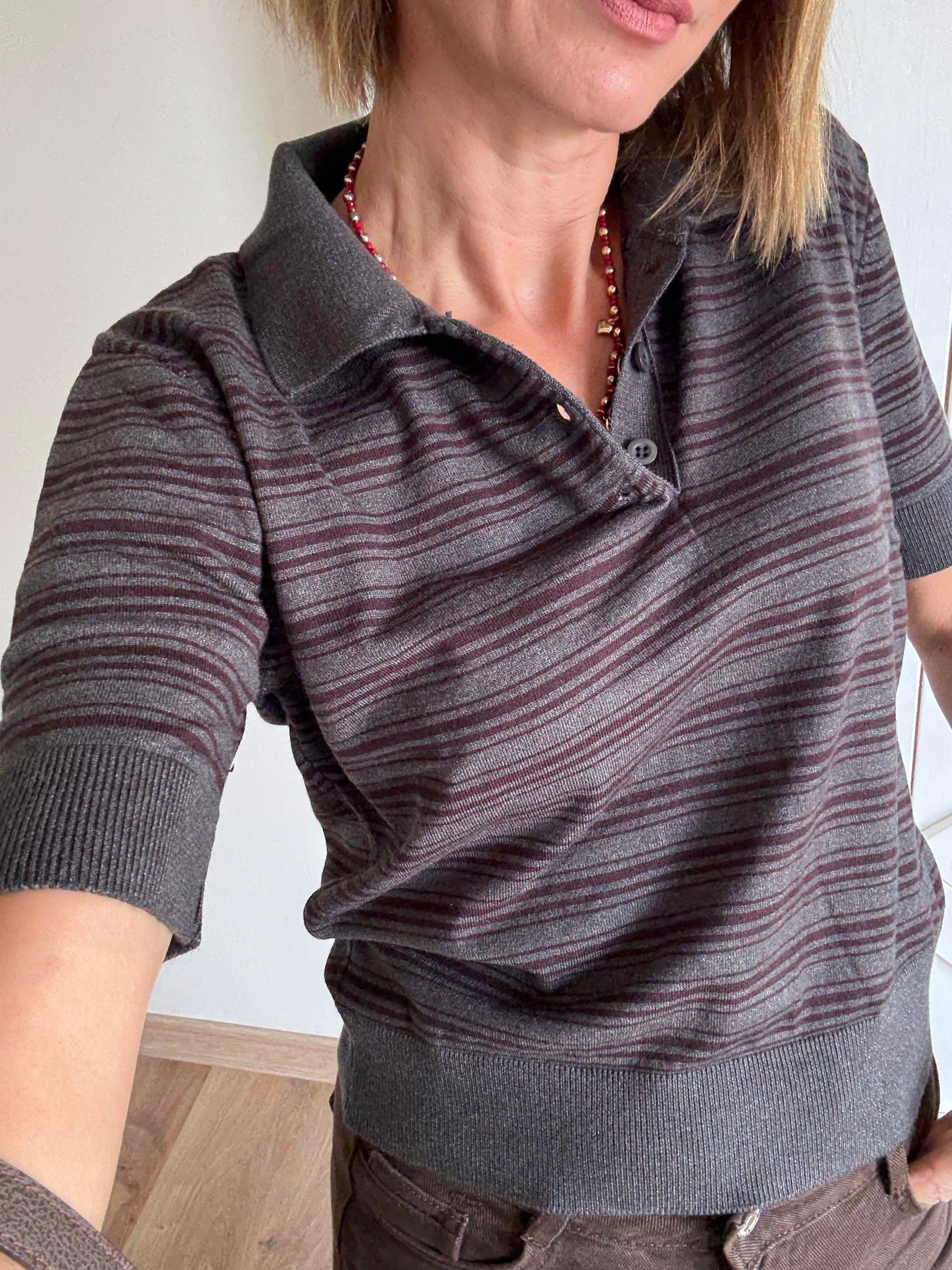 Sould Çizgili Polo Yaka Triko