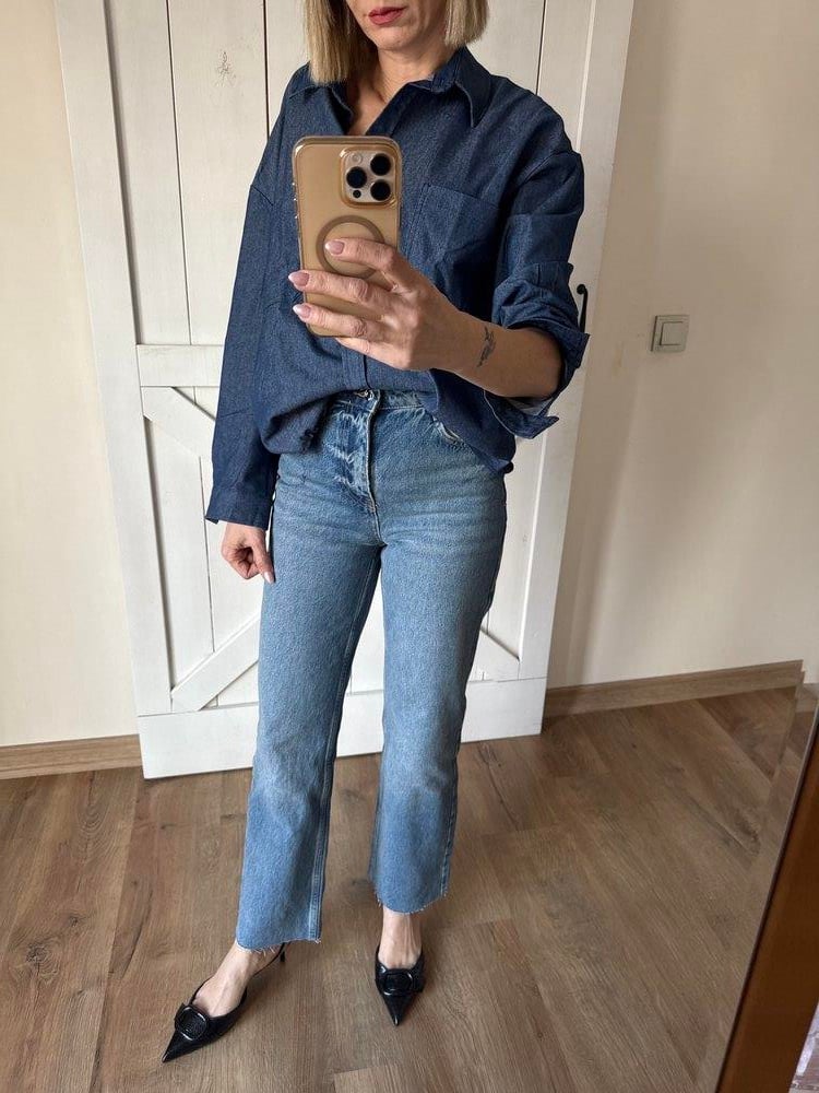 Straight Kesim Buz Mavisi Kadın Jean Pantolon