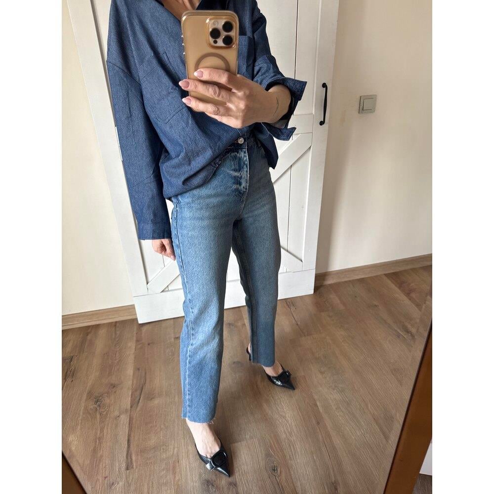 Straight Kesim Buz Mavisi Kadın Jean Pantolon