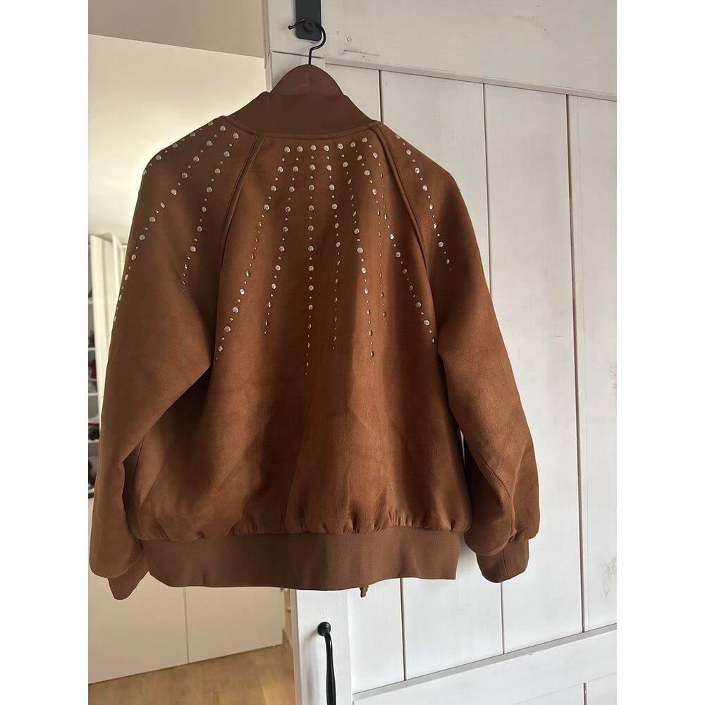 Süet Kumaş Kahverengi Cep Detaylı Kadın Ceket