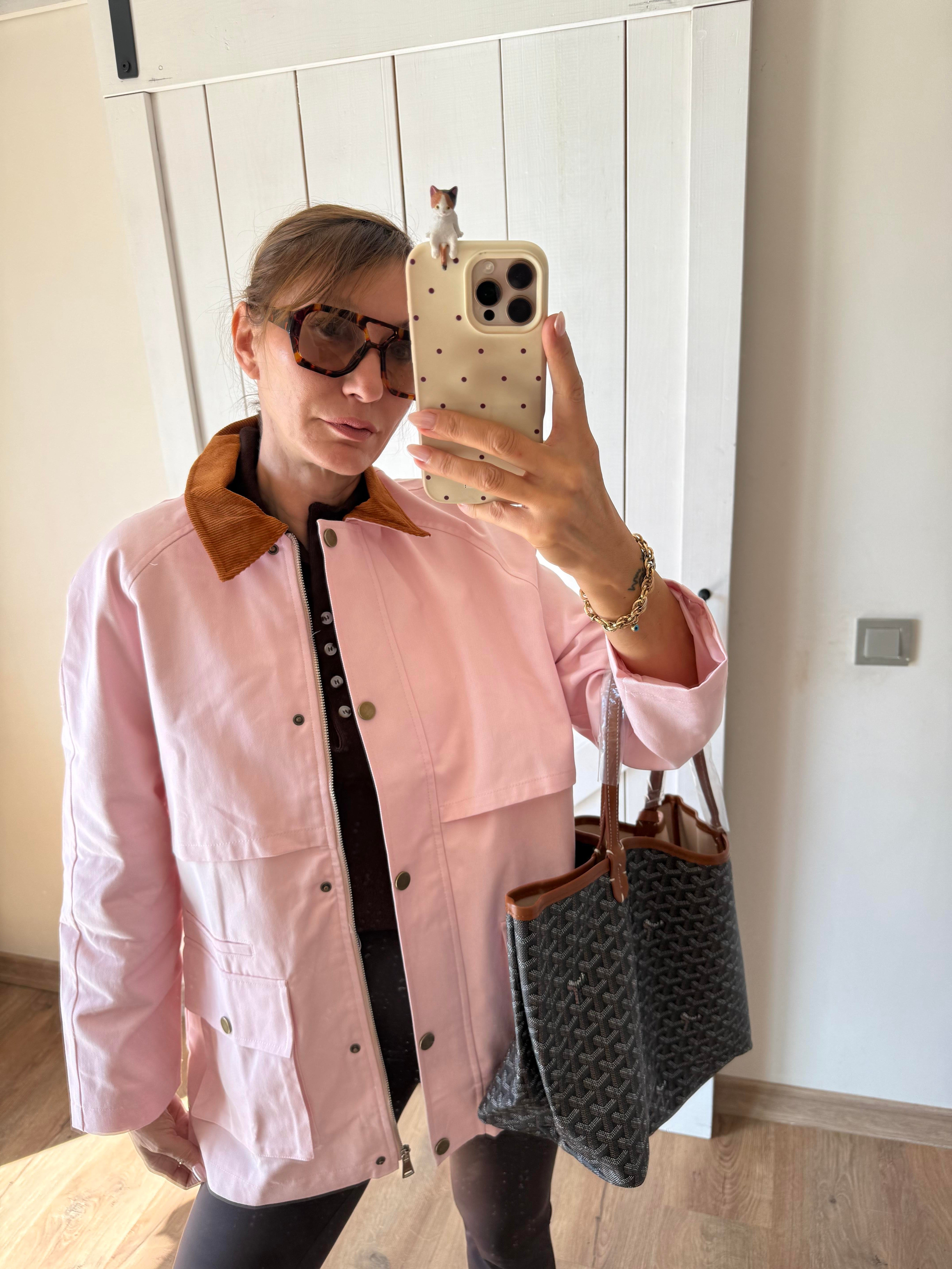 Taba Kadife Yaka Pembe Zr Ceket