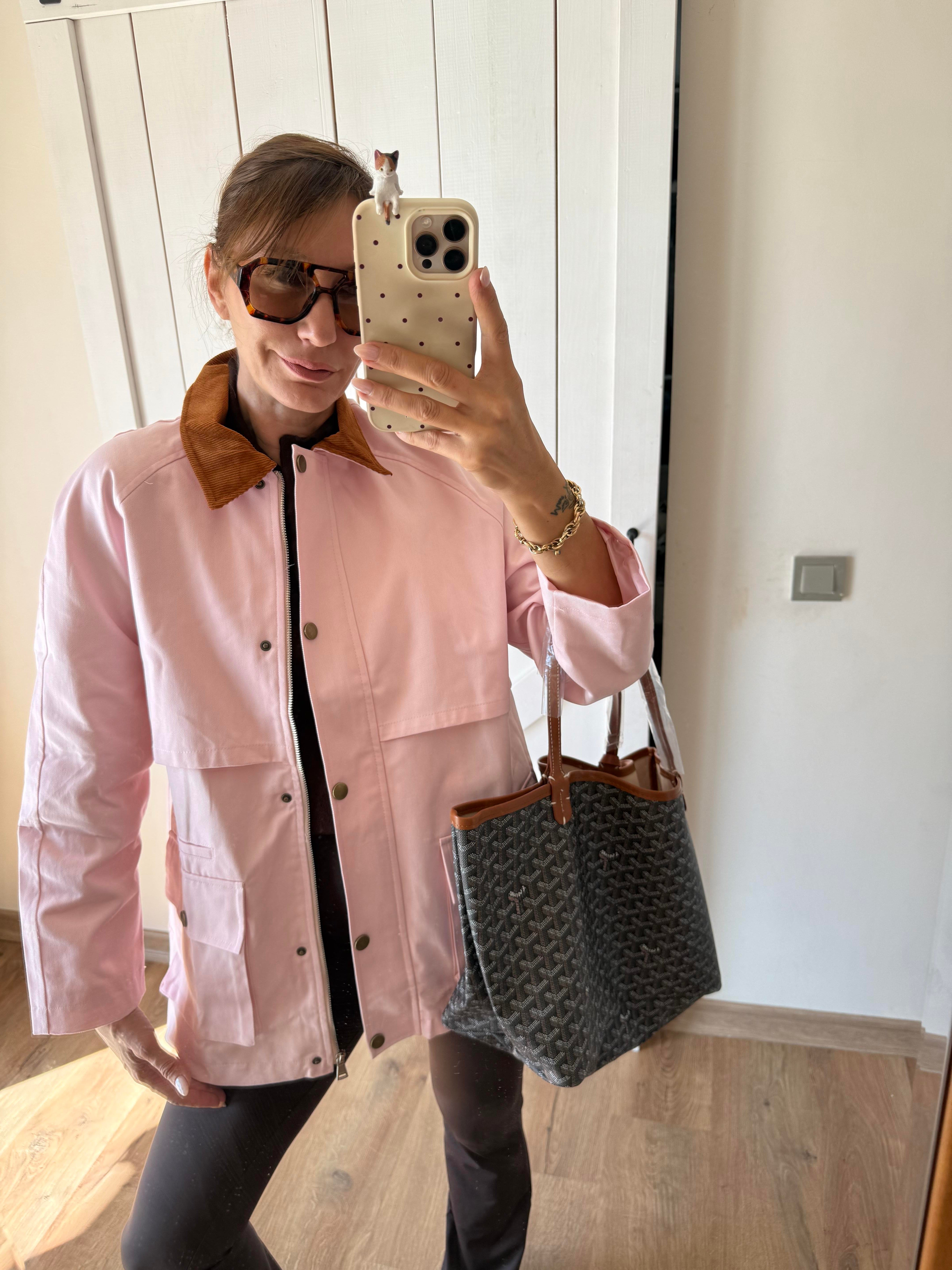 Taba Kadife Yaka Pembe Zr Ceket