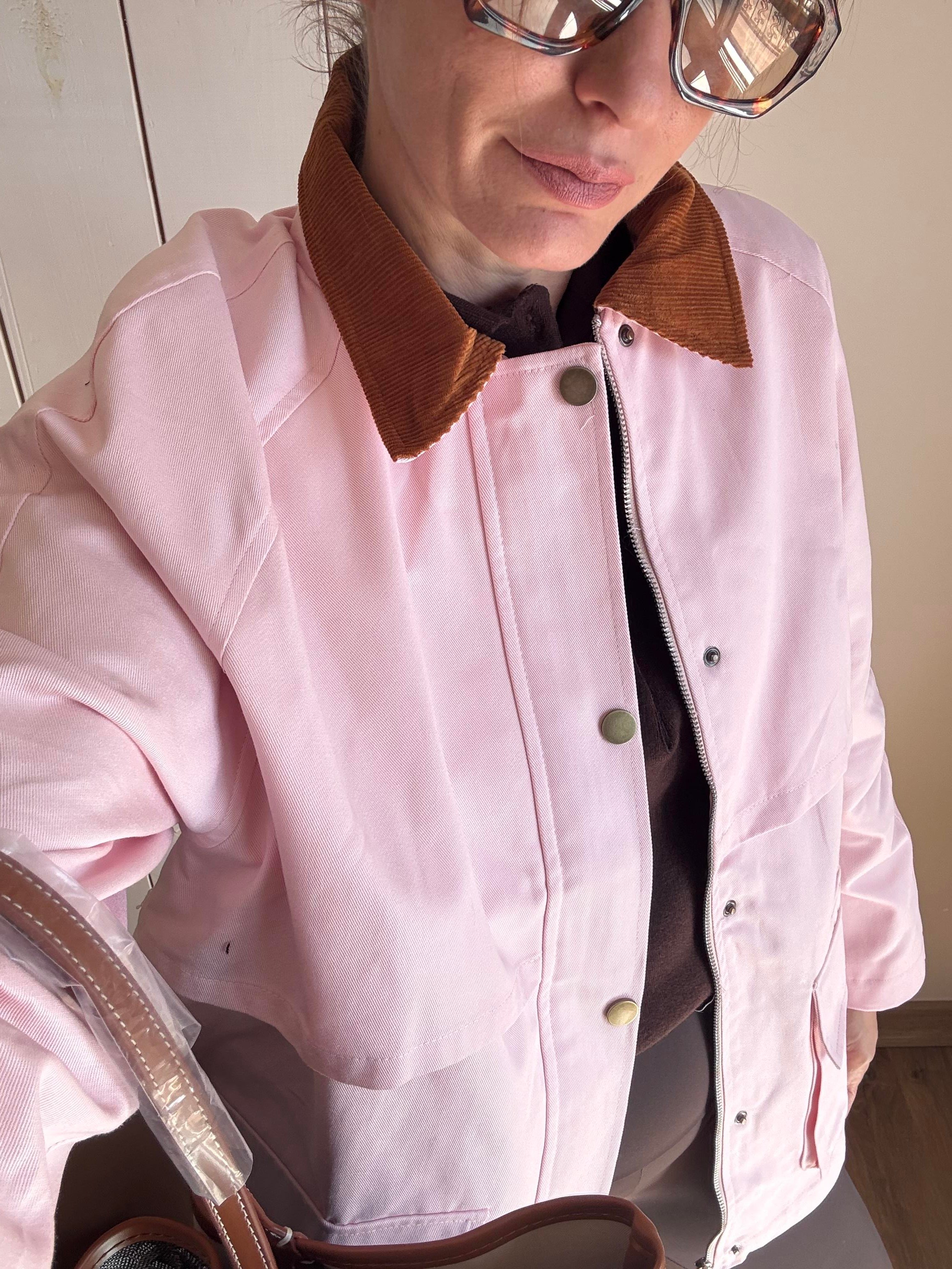 Taba Kadife Yaka Pembe Zr Ceket