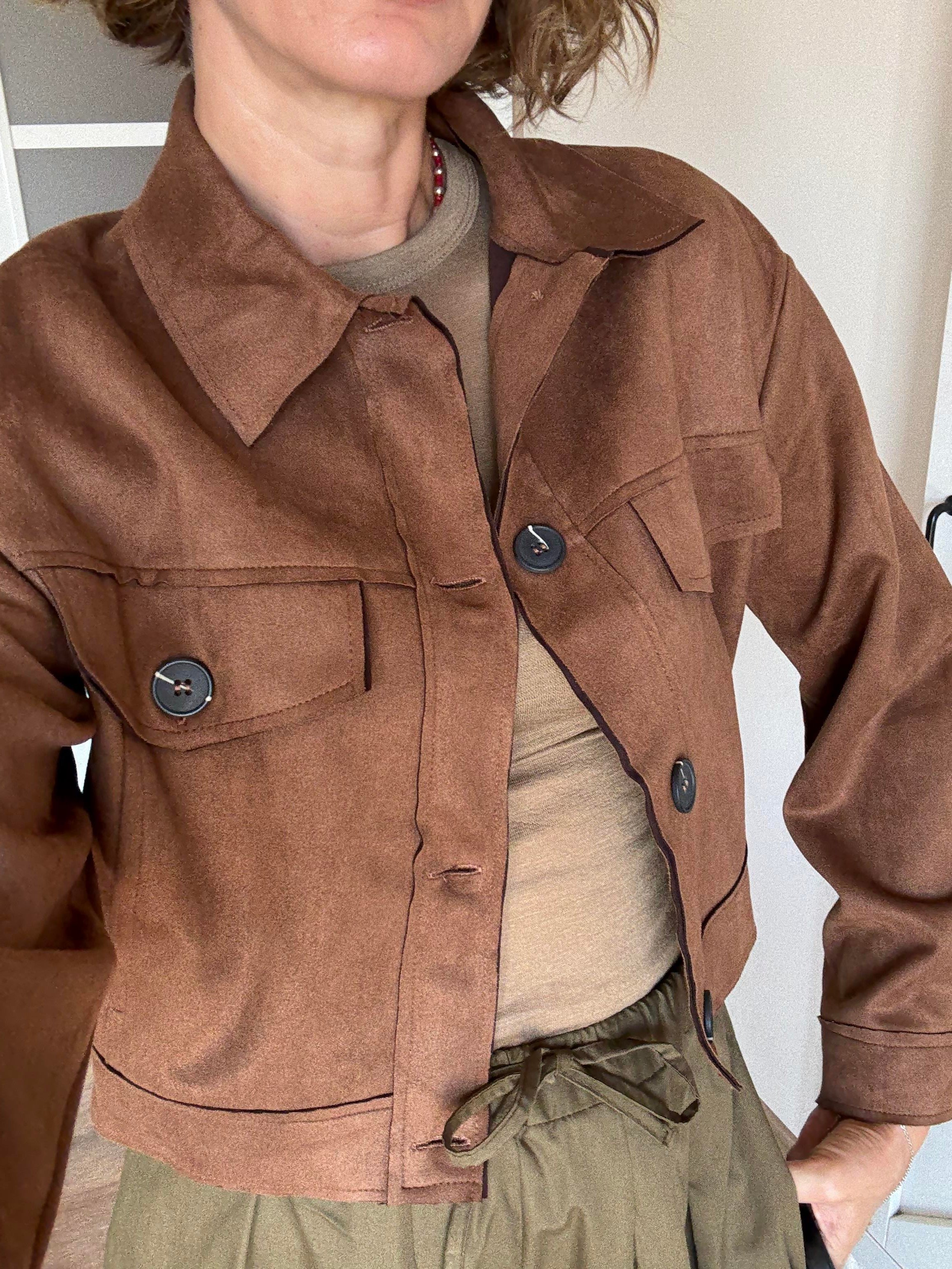 Taba Nubuk Cepli Kısa Zr Ceket