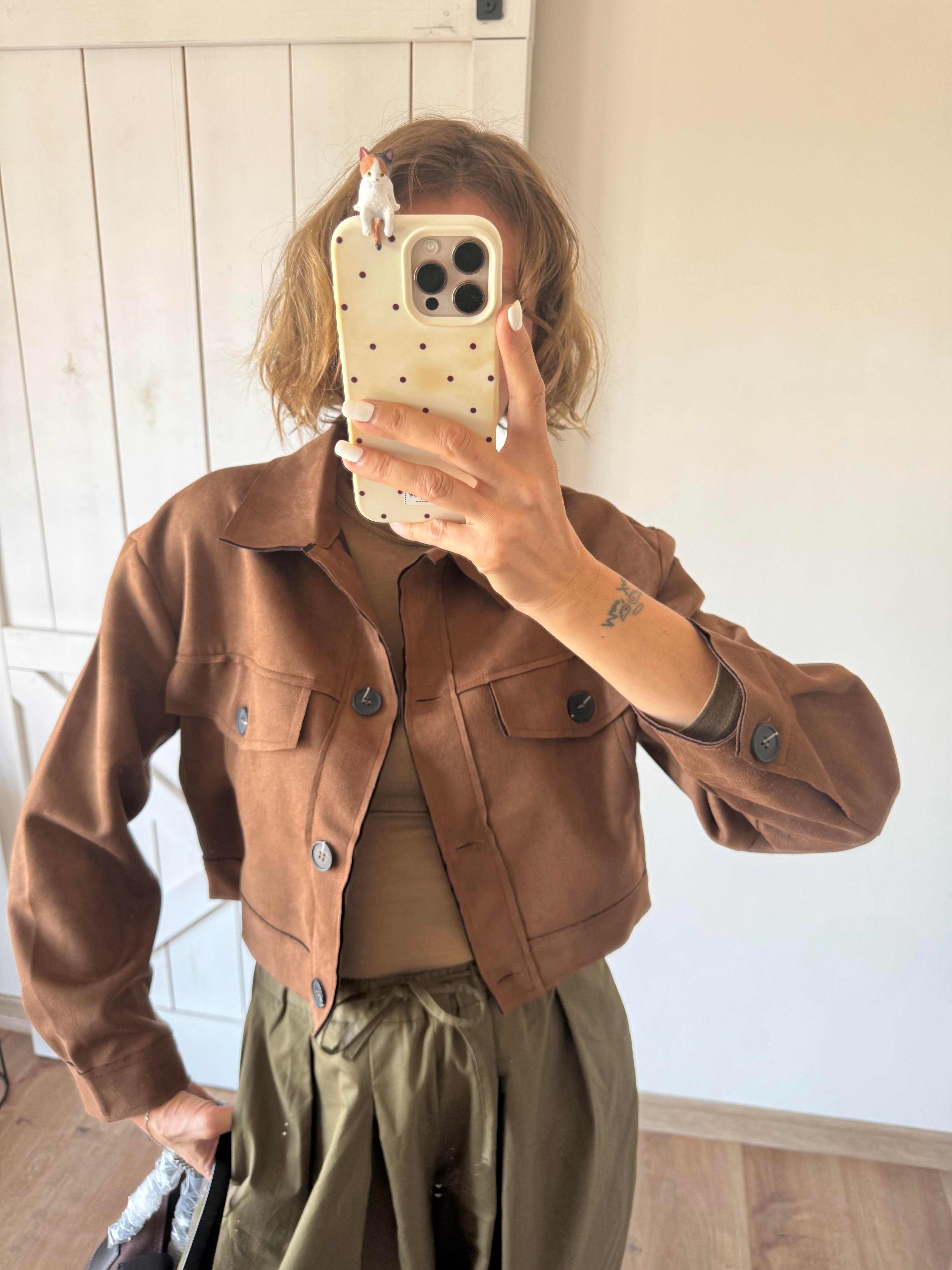 Taba Nubuk Cepli Kısa Zr Ceket