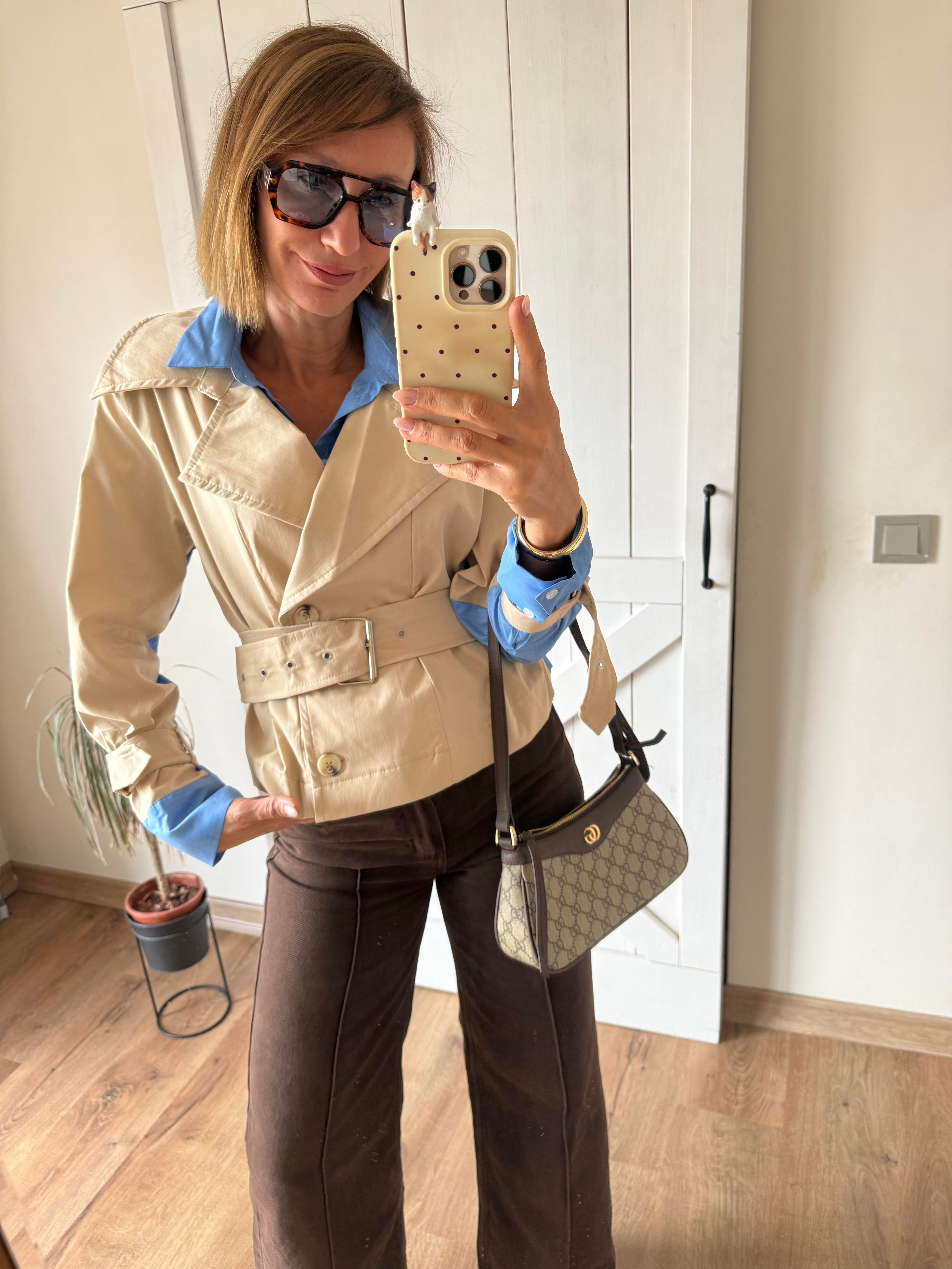 Tasarım Poplin Garnili Kısa Ceket