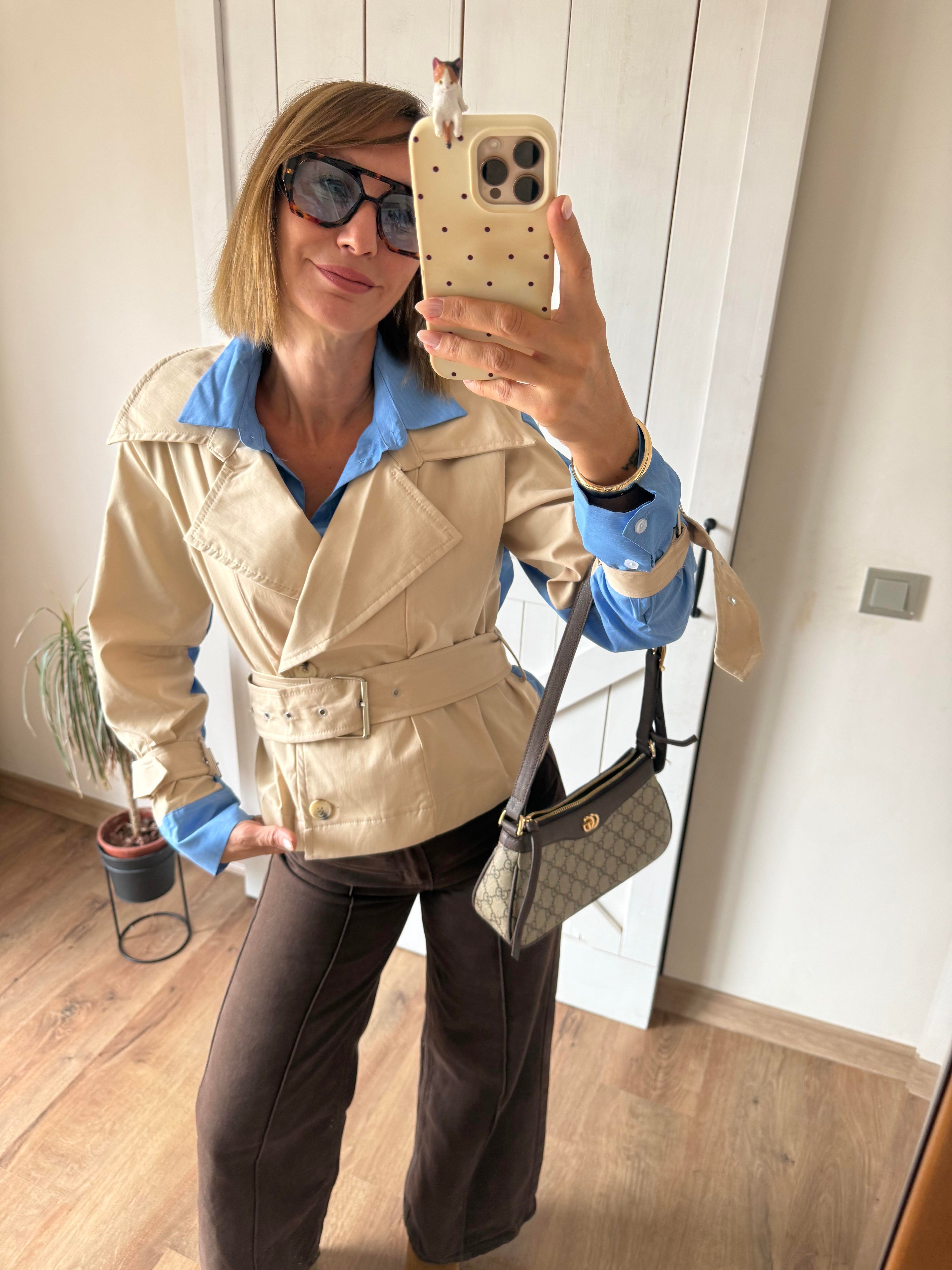 Tasarım Poplin Garnili Kısa Ceket