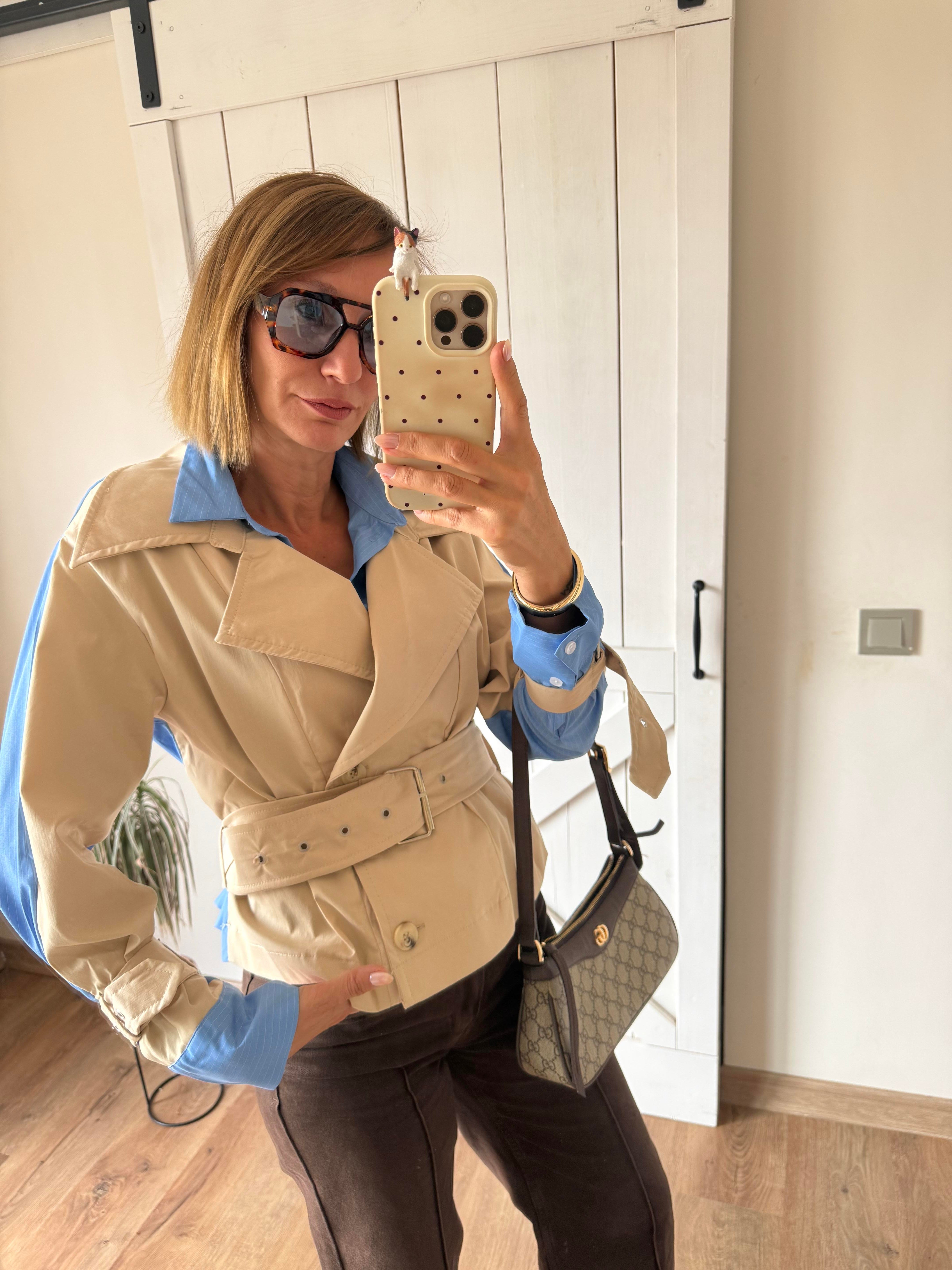 Tasarım Poplin Garnili Kısa Ceket