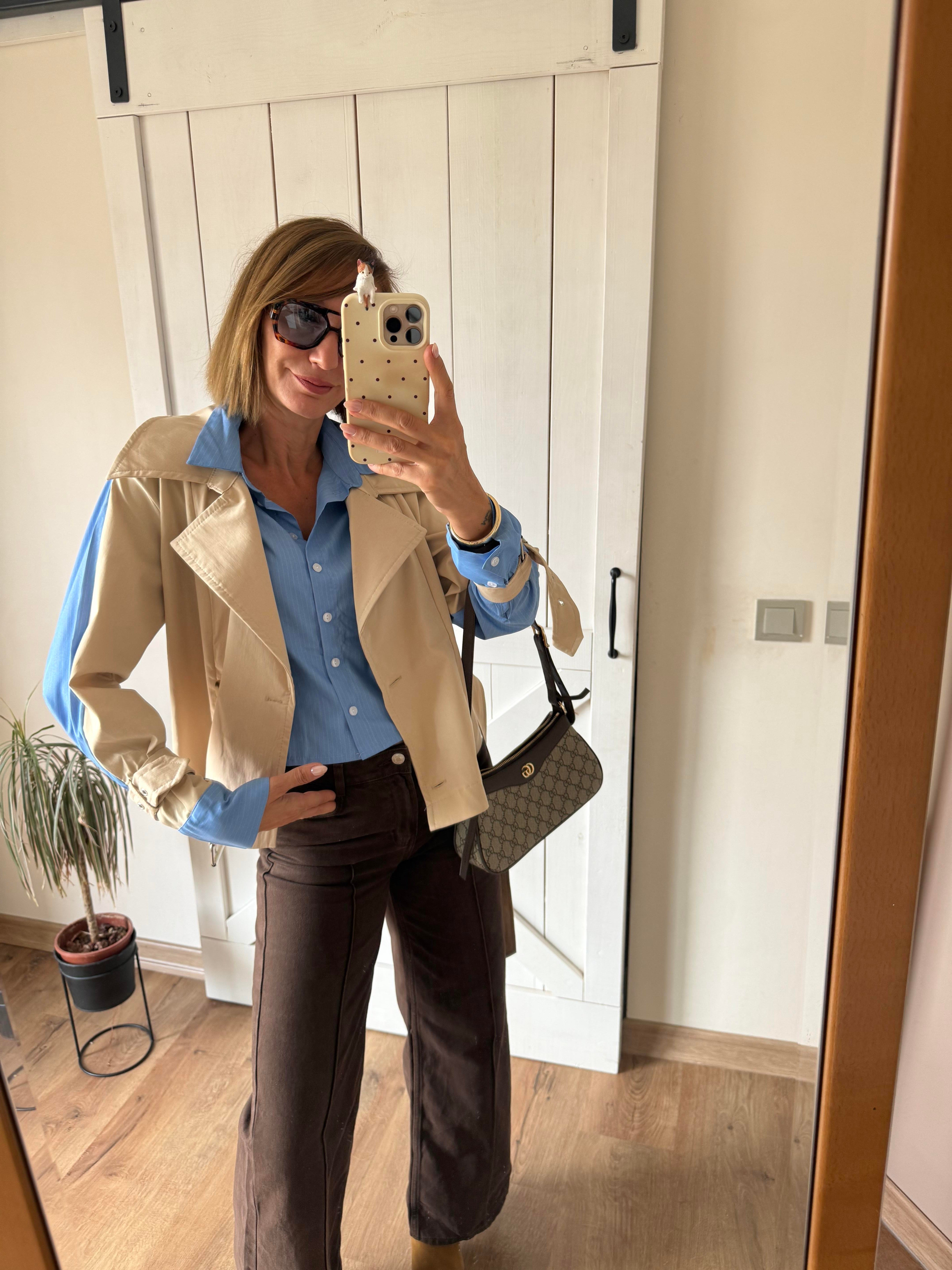 Tasarım Poplin Garnili Kısa Ceket