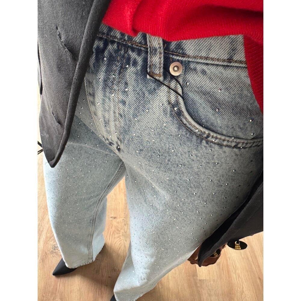 Taşlı Kar Yıkama Jean