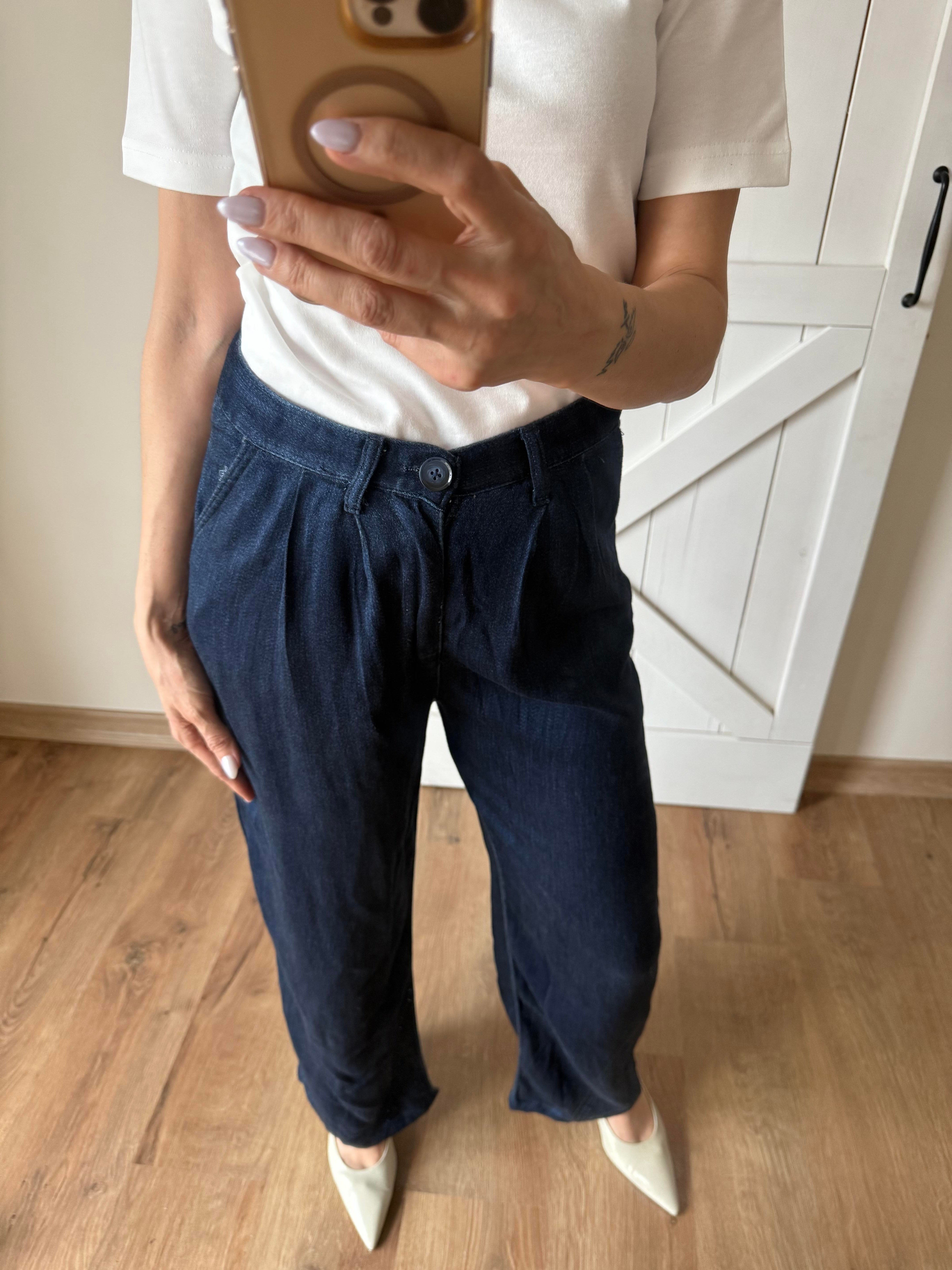 Tensel Denim Görünümlü Pantolon