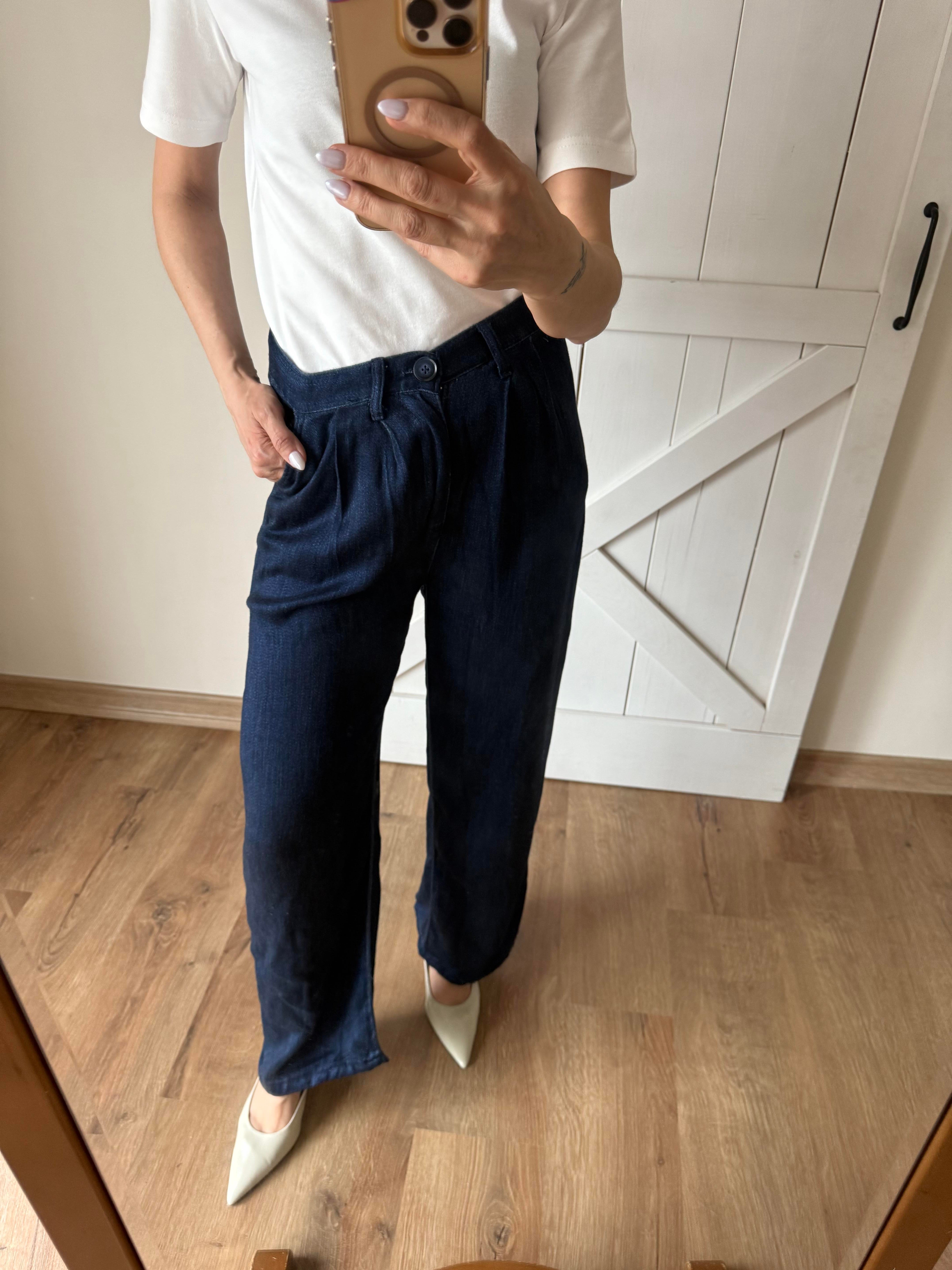 Tensel Denim Görünümlü Pantolon